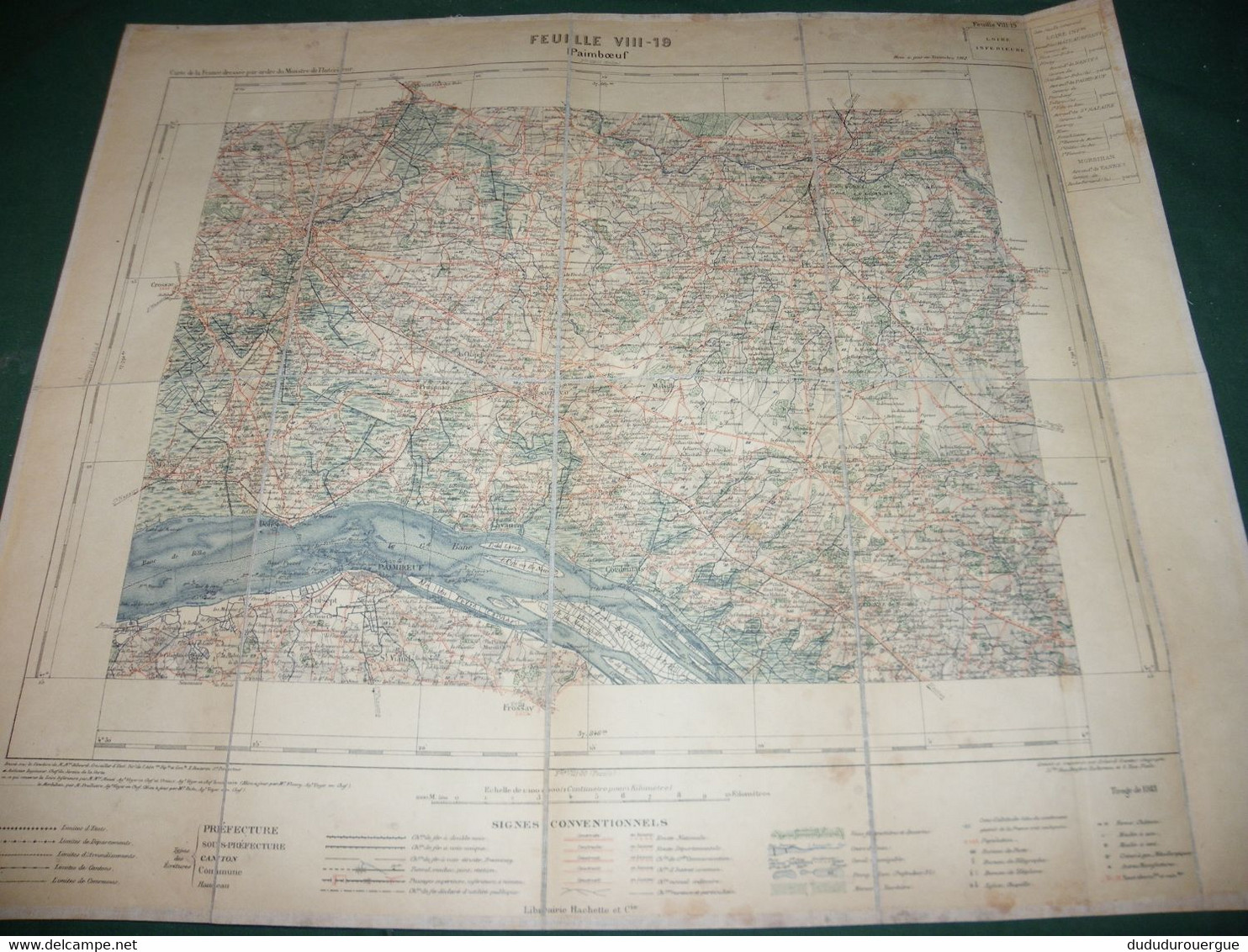 PAIMBOEUF :  CARTE DRESSEE PAR ORDRE DU MINISTERE DE L INTERIEUR ,  TIRAGE DE 1913 , CARTE  TOILEE - Cartes Topographiques