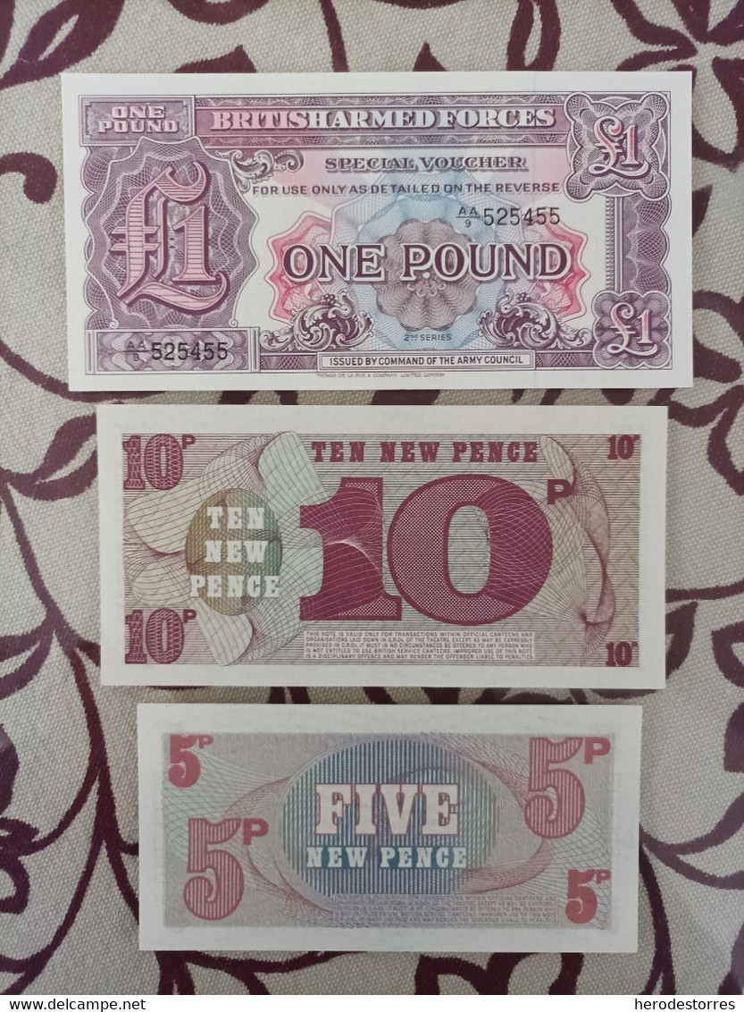 Lote De 3 Billetes De Inglaterra De Las Fuerzas Armadas, UNC - Andere & Zonder Classificatie