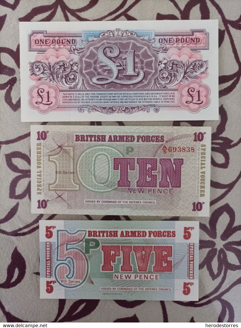 Lote De 3 Billetes De Inglaterra De Las Fuerzas Armadas, UNC - Autres & Non Classés