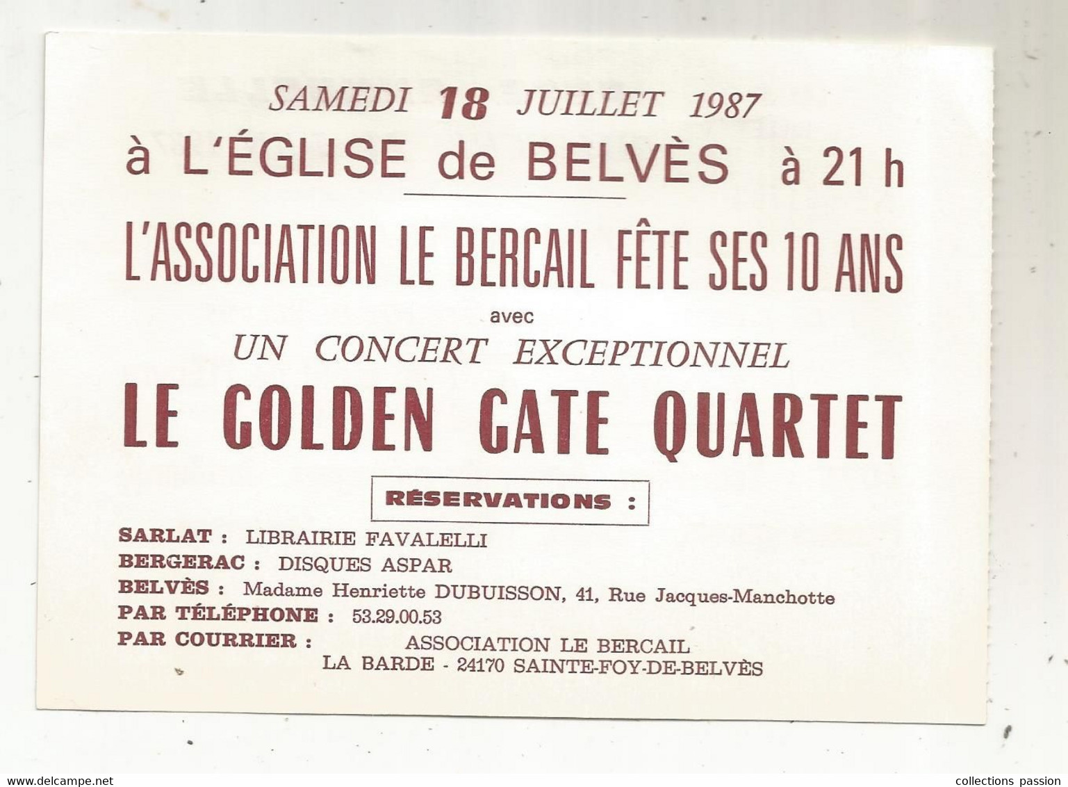 Programme, FËTE ANNUELLE,CONCERT, 1987, SAINTE FOY DE BELVES,24 , 2 Scans, Frais Fr 1.65 E - Programs