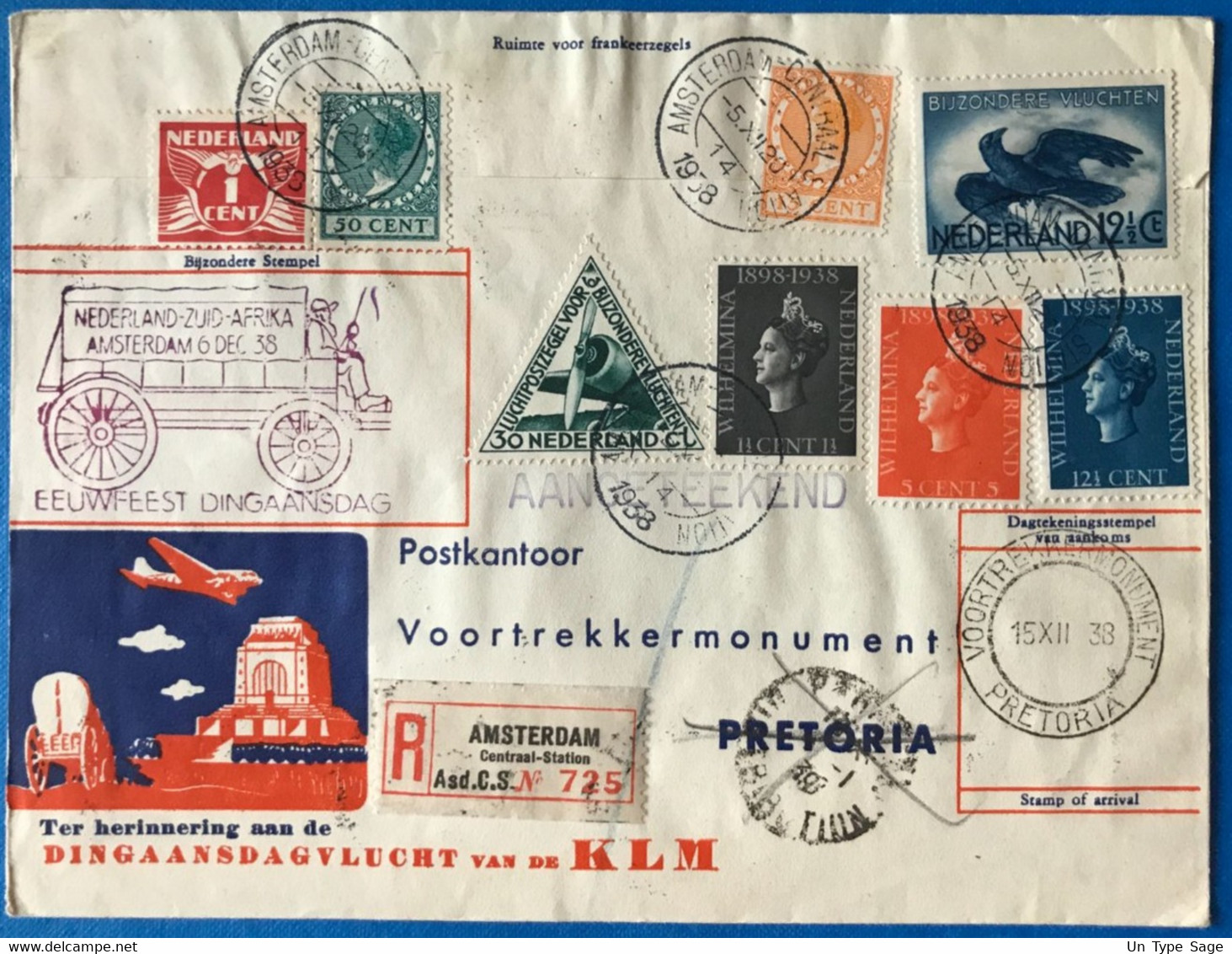 Pays-Bas - Liaison Aérienne Nederland - Zuid Afrika 5.12.1938 - (L142) - Storia Postale