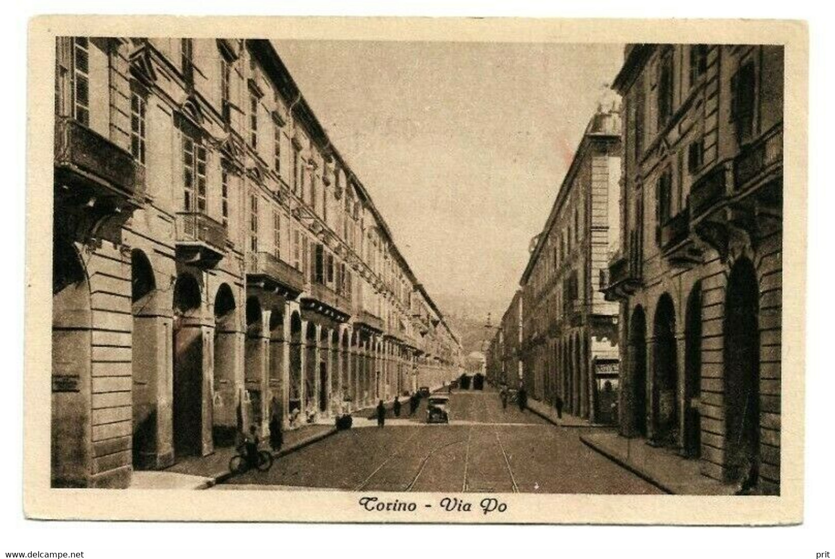 Via Po Torino Turin Piedmont Italy 1951 Vintage Real Photo Postcard, Used In France. Publisher S.A.C.A.T. Torino - Transports
