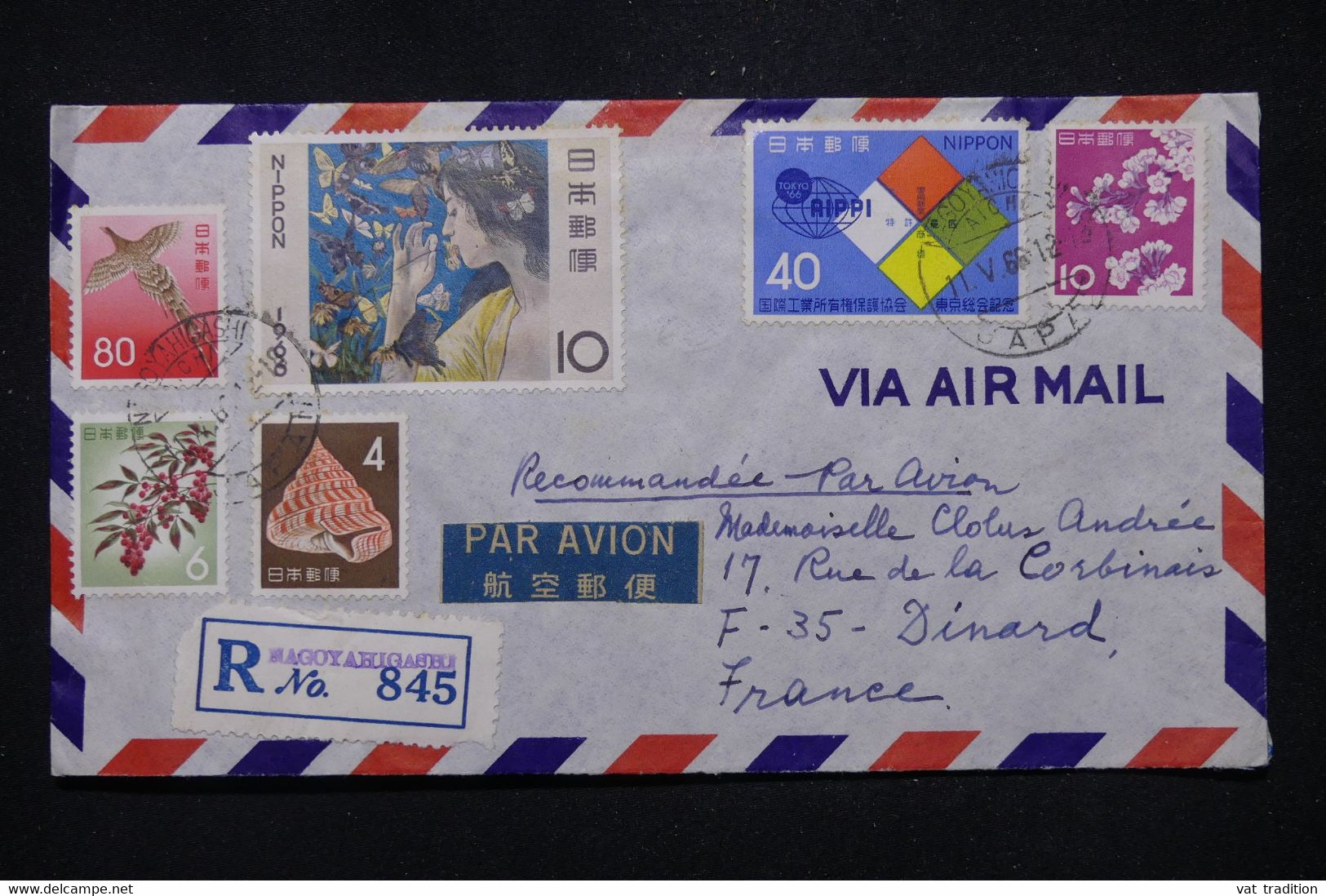JAPON - Enveloppe En Recommandé De Nagoya Pour La France En 1966, Affranchissement Varié - L 112091 - Briefe U. Dokumente