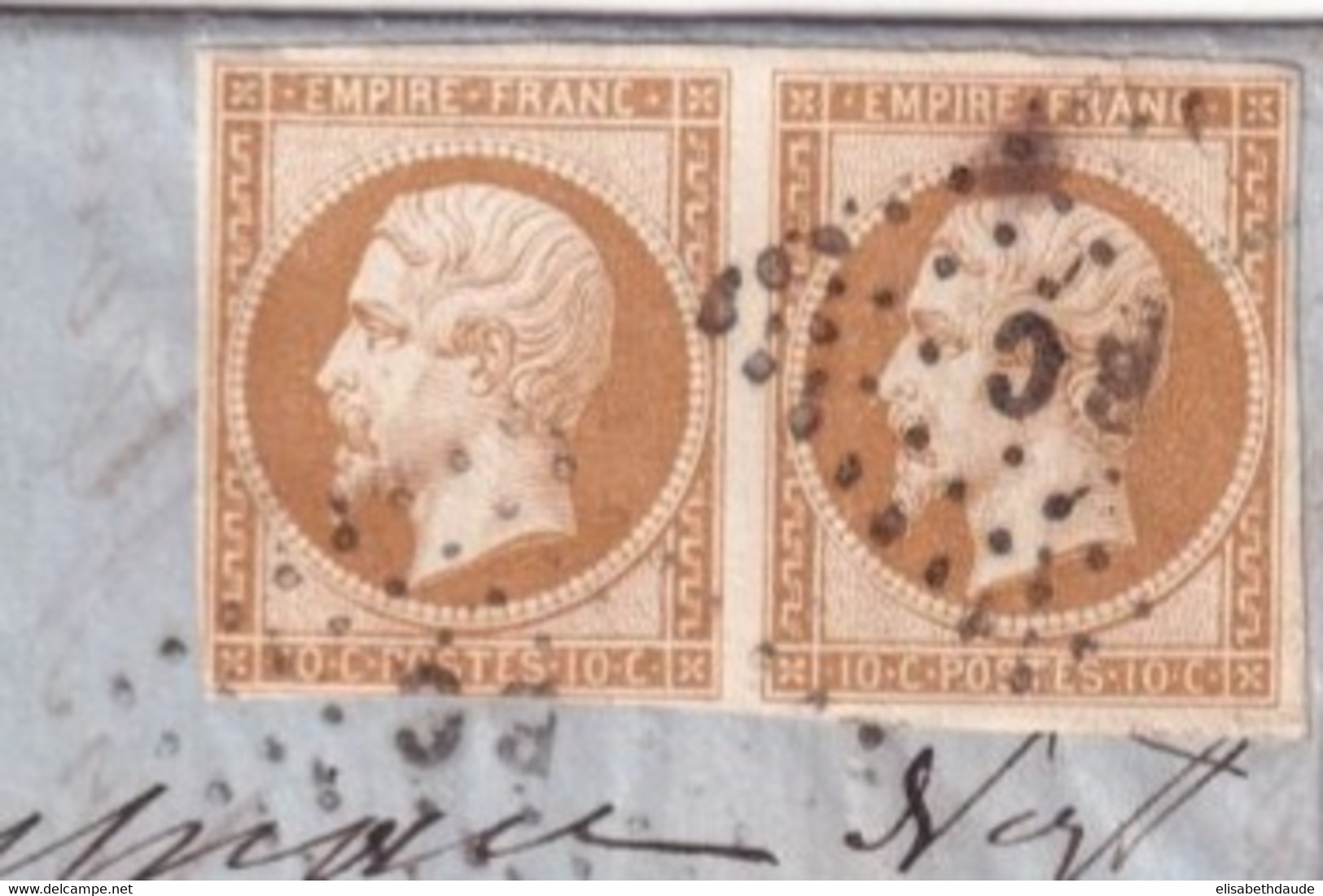 1861 - PAIRE 10c TII EMPIRE NON DENTELE Sur LETTRE De BORDEAUX Avec AMBULANT BORDEAUX à CETTE - 1853-1860 Napoleon III