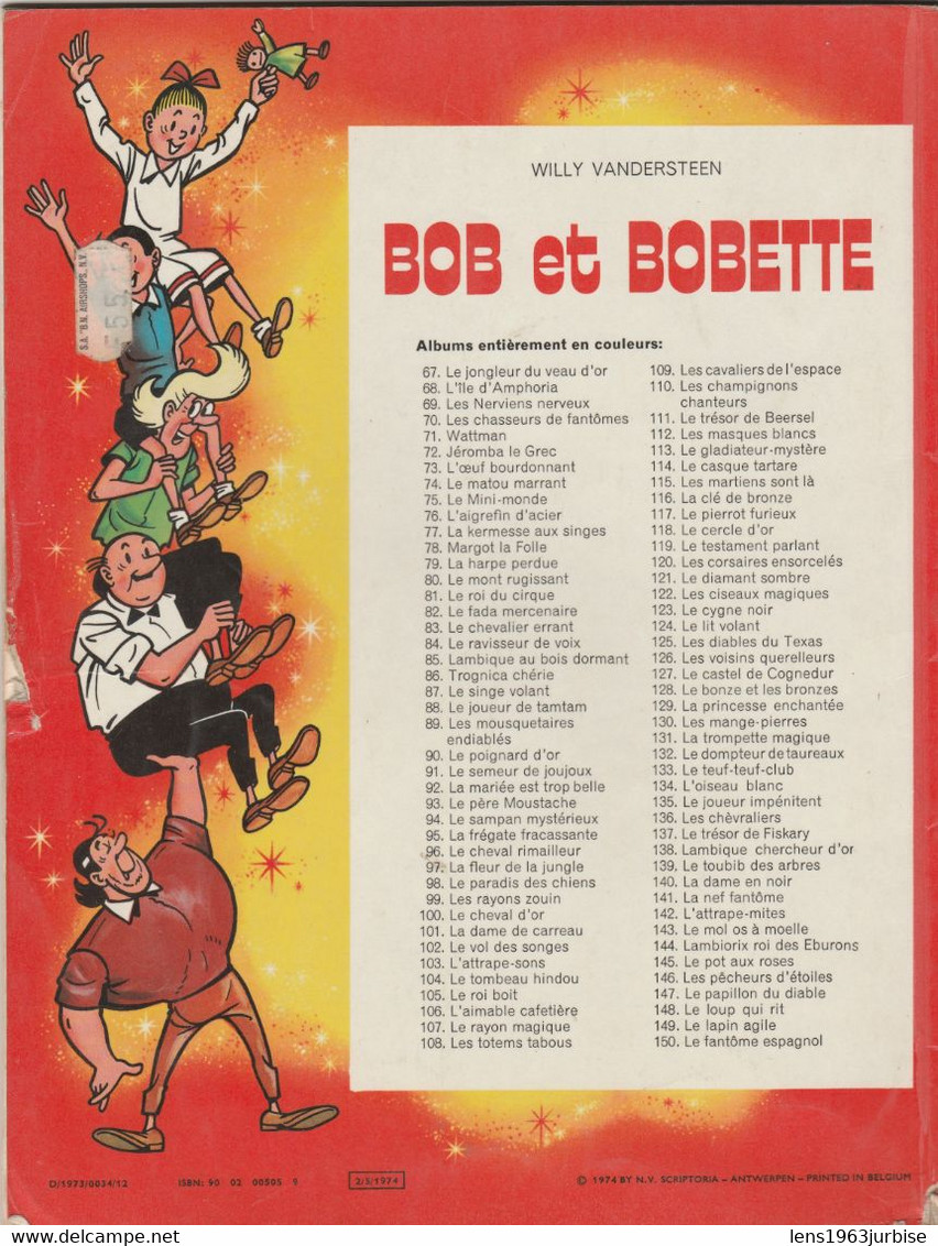 Bob Et Bobette N°139, Le Toubib Des Arbres , Vandersteen , EDITIONS ERASME ( 1973 ) - Bob Et Bobette