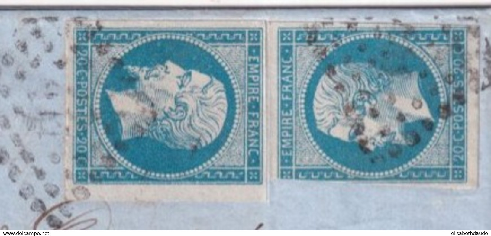 1860 - 20c X2 EMPIRE NON DENTELE (DONT UN LUXE !) Sur LETTRE 2° ECH De BORDEAUX => AUCH - 1853-1860 Napoleon III