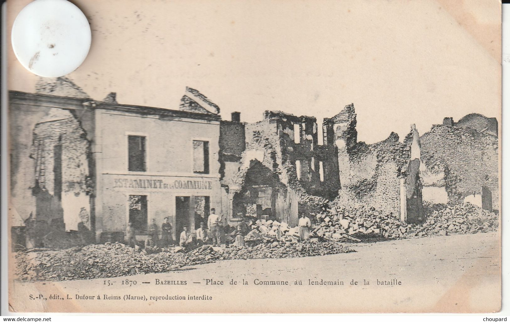 08 - Carte Postale Ancienne De  BAZEILLES Place De La Commune Au Lendemain De La Bataille  ( Dos Simple 1903) - Altri & Non Classificati