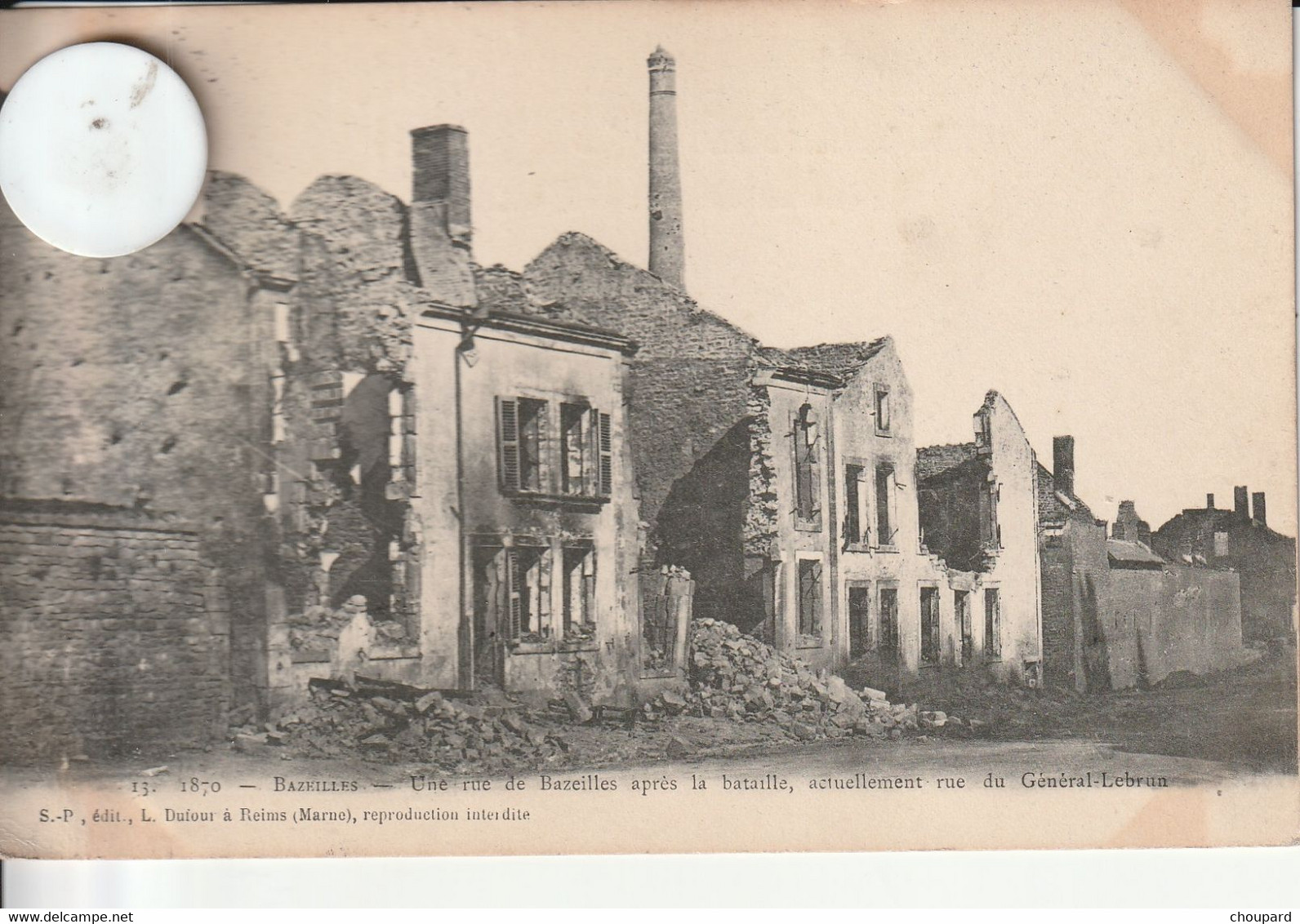 08 - Carte Postale Ancienne De  BAZEILLES  Rue Du Général Lebrun  Au Lendemain De La Bataille  ( Dos Simple 1903) - Autres & Non Classés