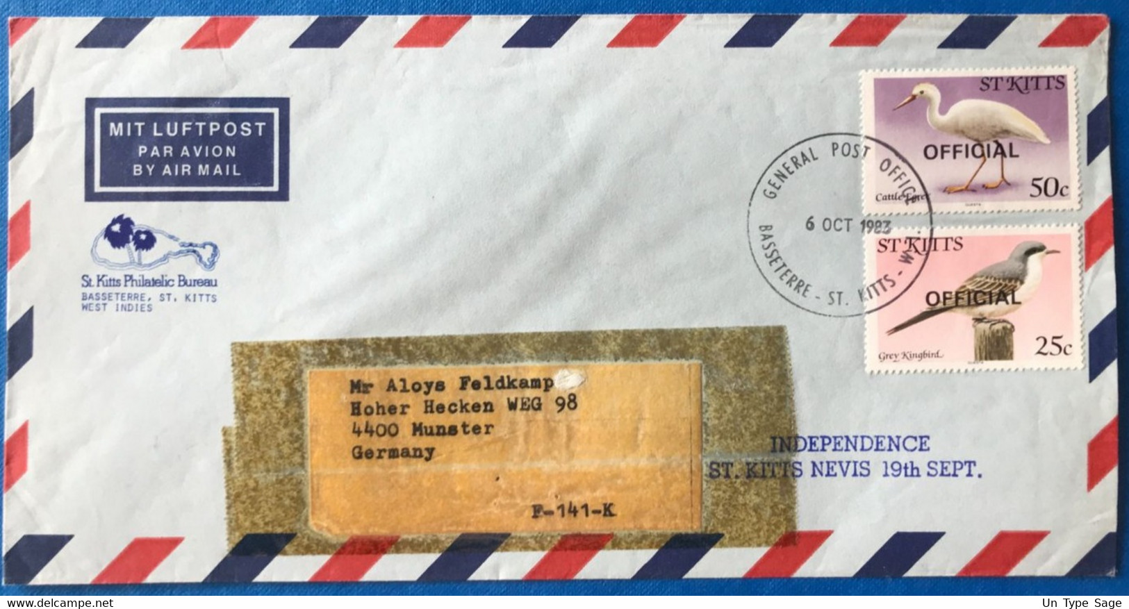 Saint Kitts Et Nevis - Enveloppe Du 6.10.1983 - Basseterre - ST Kitts WI - (L151) - St.Kitts And Nevis ( 1983-...)