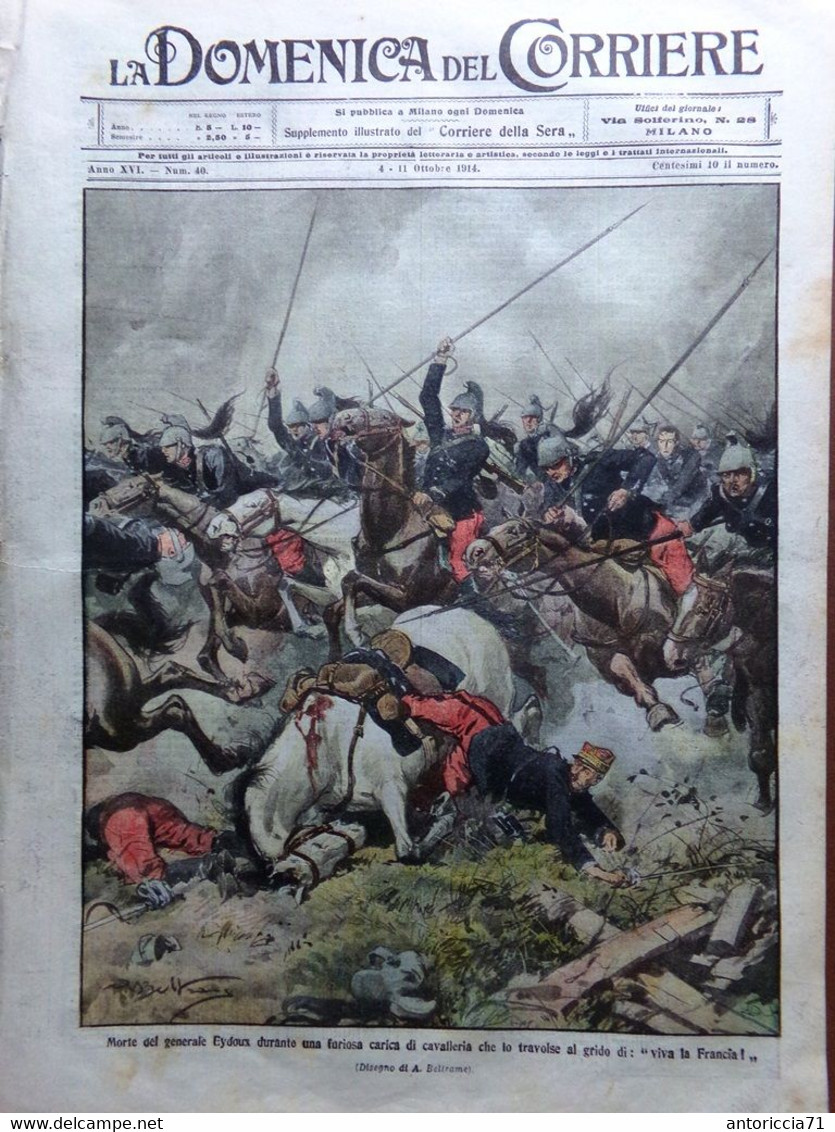La Domenica Del Corriere 4 Ottobre 1914 WW1 Prussia Guerra Inghilterra Fusinato - Guerra 1914-18