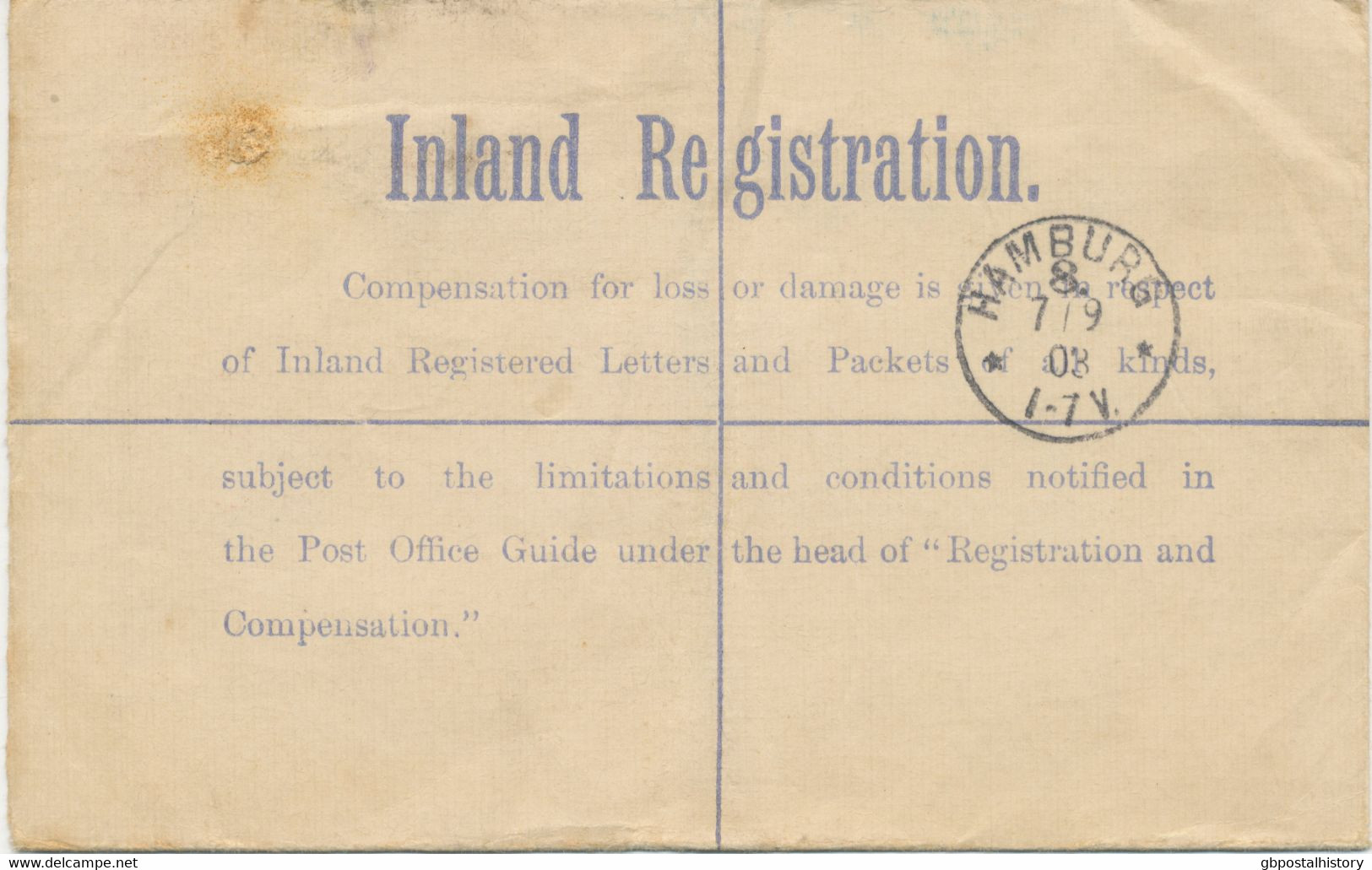 GB „REGISTERED / EXCHANGE-L‘POOL“ (smaller Type) Registered Oval Postmark On Superb EVII 3d Registered Postal Stationery - Covers & Documents