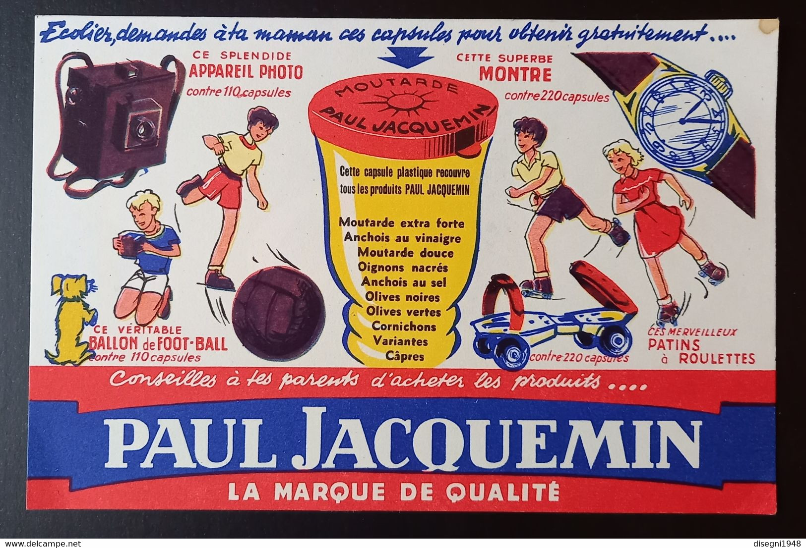 010967 "PAUL JACQUEMIN - LA MARQUE DE QUALITE''" CARTA ASSORBENTE ILLUSTRATA ORIGINALE - Kids