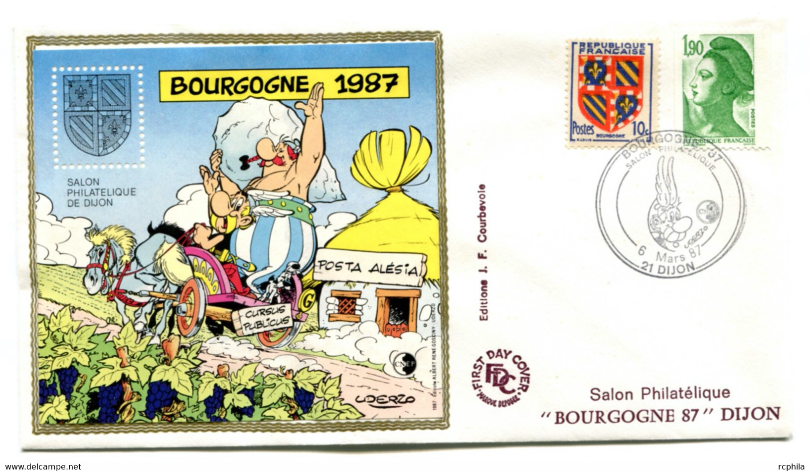RC 21766 FRANCE BLOC CNEP N° 8 SALON PHILATELIQUE DE DIJON BOURGAGNE 1987 ASTERIX SUR ENVELOPPE 1er JOUR - TB - CNEP