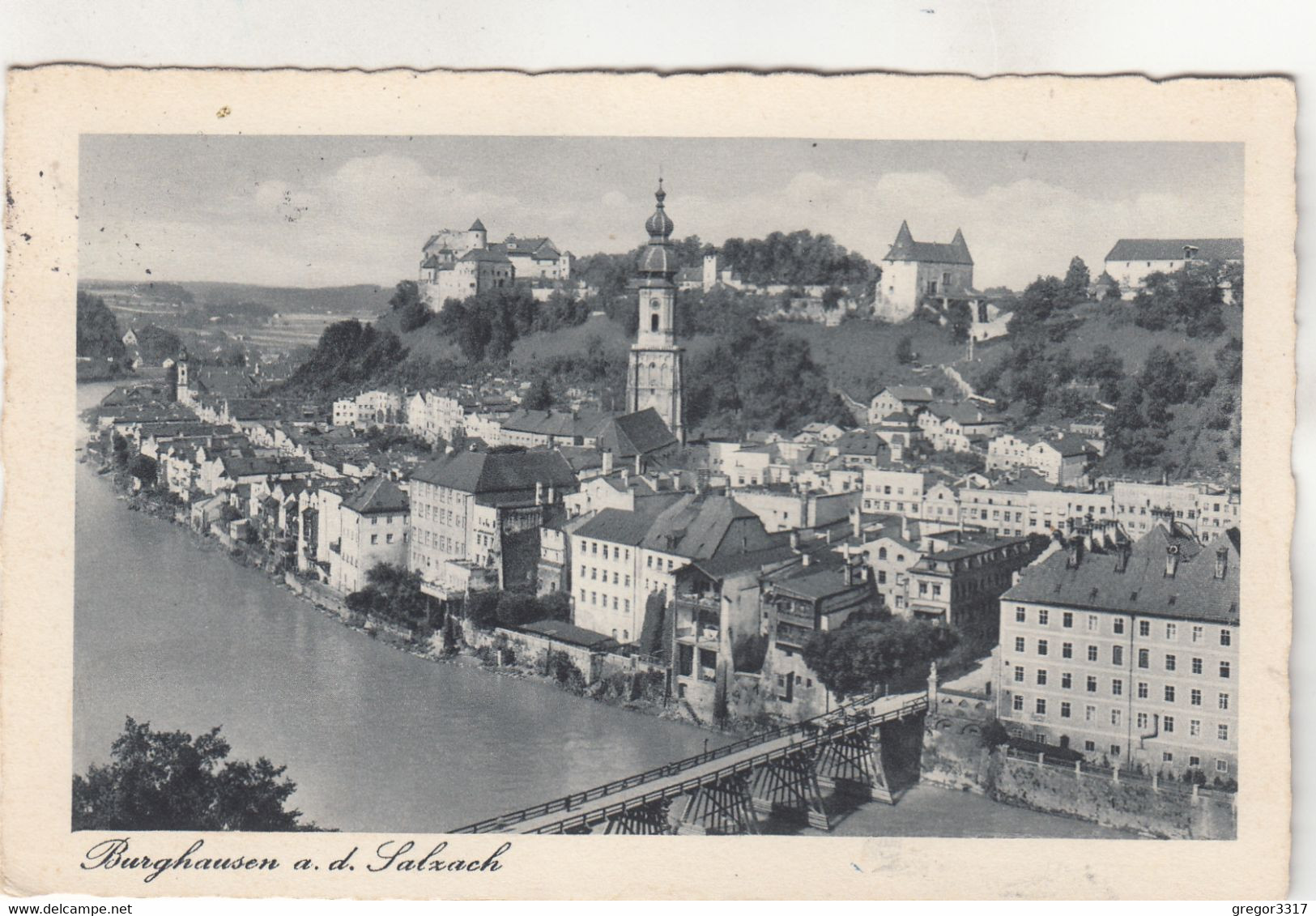 A4521) BURGHAUSEN A. D. SALZACH - Häuser Brücke U. Kirchturm ALT ! - Burghausen