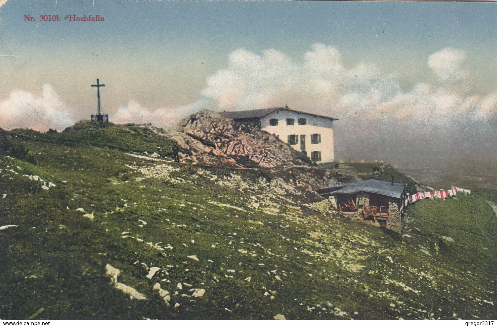 A4525) HOCHFELLN - Wunderschöne Alte DETAIL AK - Haus Mit Aufgehängter Wäsche U. Gkipfelkreuz Rupolding 1922 - Other & Unclassified