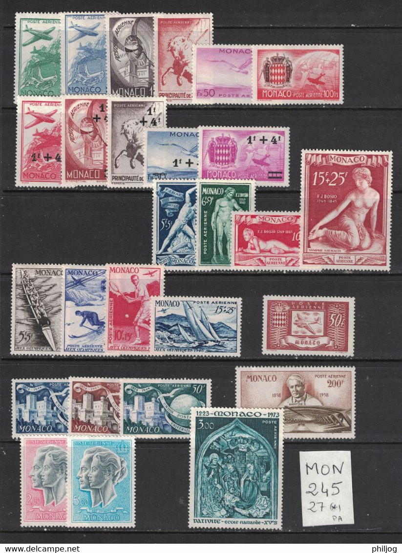 Monaco - 27 Timbres Neufs SANS GOMME De Poste Aérienne - Lot Of 27 MNG Stamps Air Post - Lots & Serien