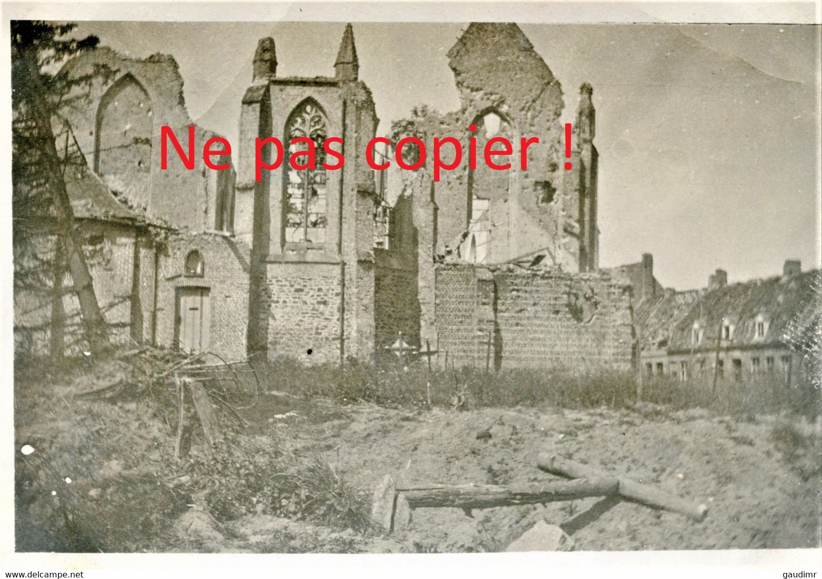 PHOTO BELGE - RUINES DE L'EGLISE DE RAMSCAPELLE  RAMSKAPELLE PRES DE NIEUPORT - NIEUWPOORT - GUERRE 1914 1918 - 1914-18