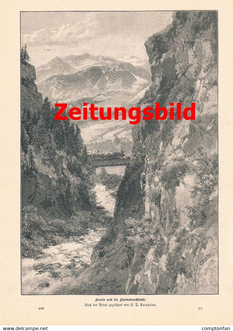 D101 2157 E.T.Compton Airolo Stalvedroschlucht Eisenbahn Druck 1899 !! - Altri & Non Classificati