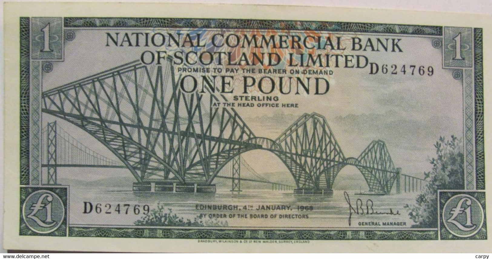 Pound 04 - Th Of January 1968 / THE NATIONAL COMMERCIAL BANK Of SCOTLAND Ltd / Very Nice Looking / RARE - 1 Pound