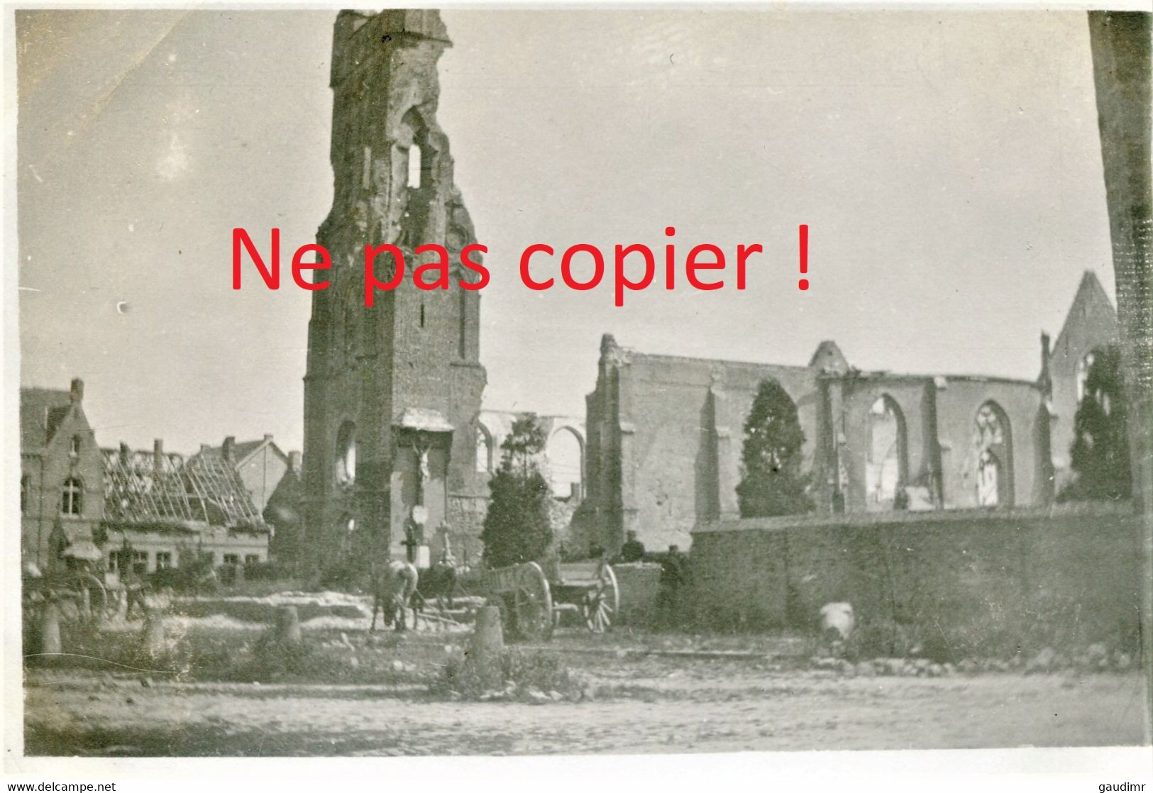 PHOTO BELGE - EGLISE EN RUINES A RENINGE - RENINGHE PRES DE KNOKKE BELGIQUE - GUERRE 1914 1918 - 1914-18