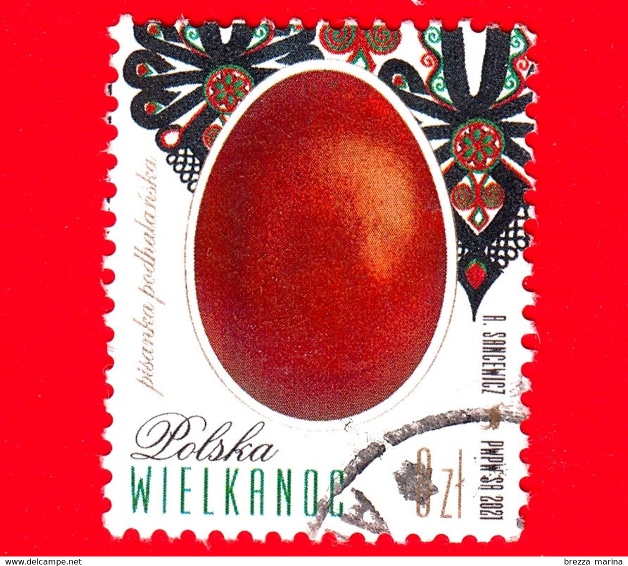 POLONIA - Usato - 2021 - Pasqua - Easter - Uova - 8 - Gebraucht