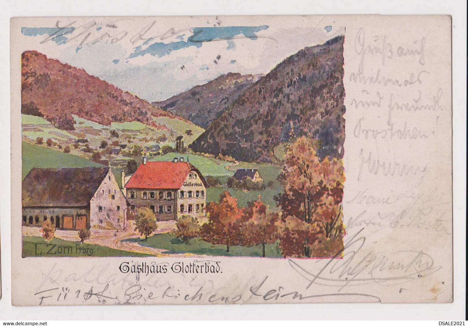 Baden-Württemberg Germany Gasthaus Glotterbad-Glottertal Circa 1900 Litho Postcard (41148) - Glottertal