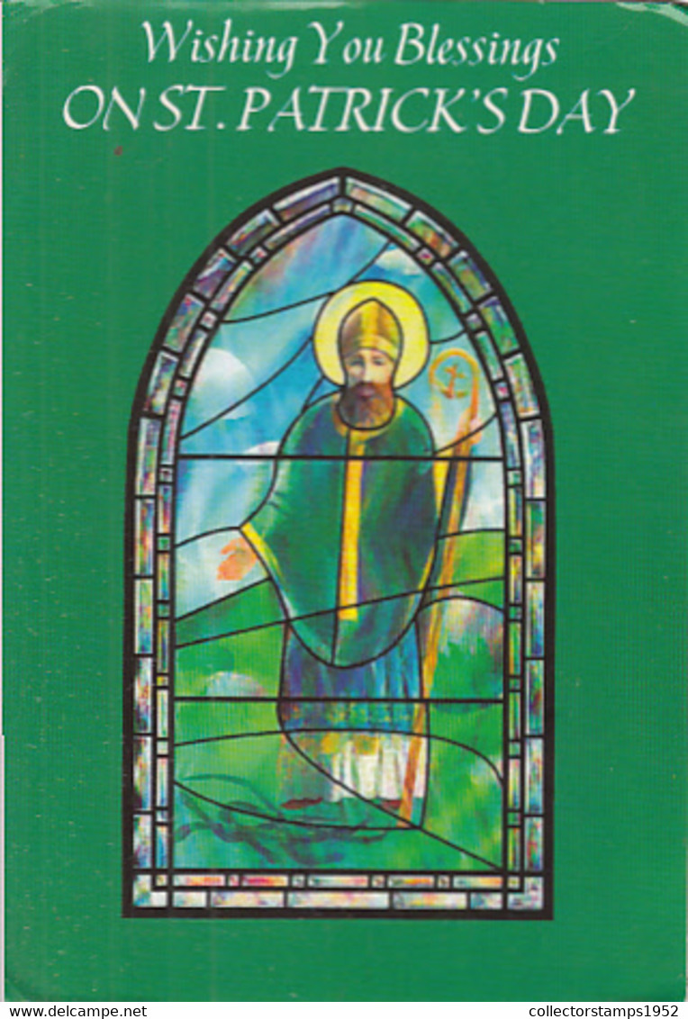 W0315- STAINED GLASS WINDOW, ST PATRICK'S DAY, CELEBRATIONS - Saint-Patrick's Day