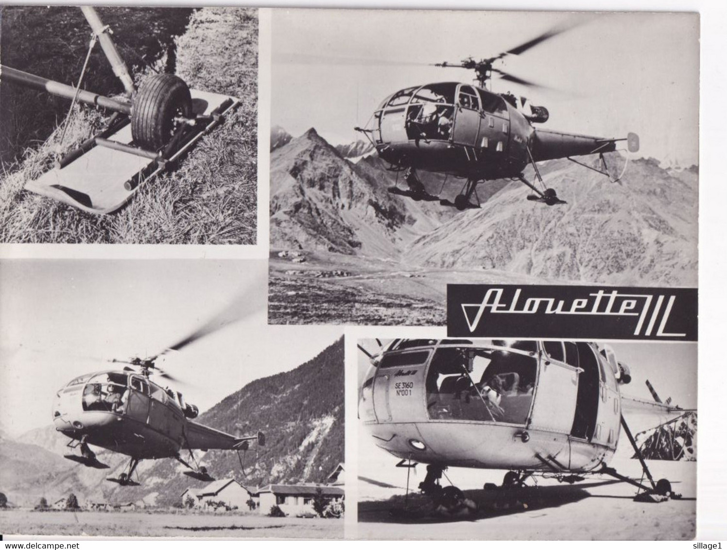 Hélicoptère Alouette  Photo L 23,5cm H17,5cm Sud-Aviation - Hubschrauber