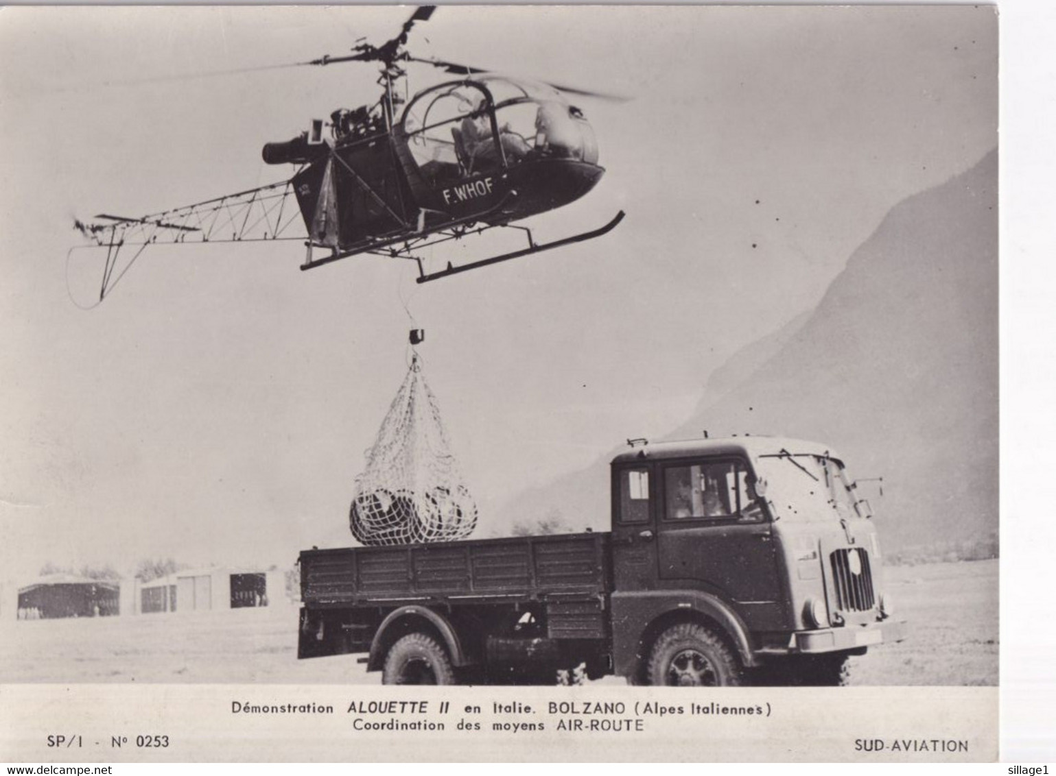 Bolzano Hélicoptère Alouette II Photo L 23,5cm H17,5cm Sud-Aviation - Elicotteri