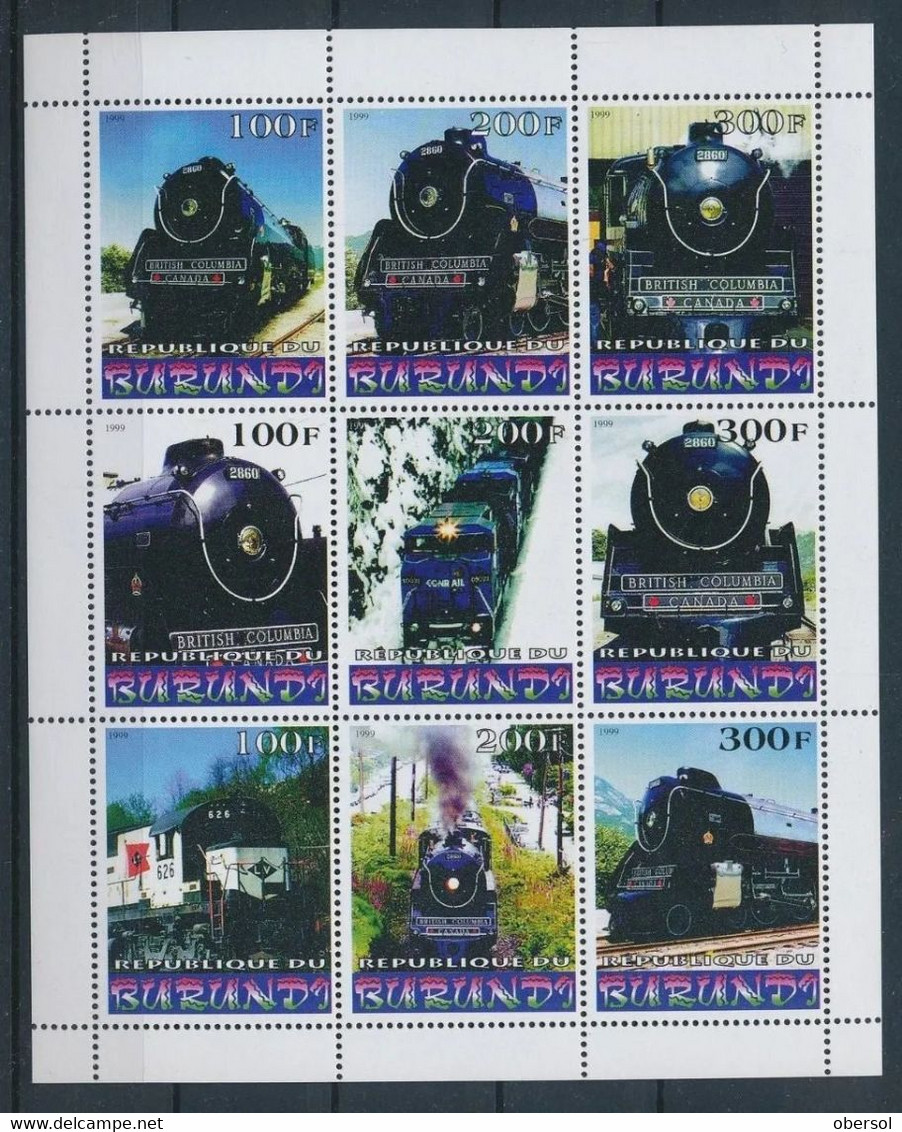 Burundi 1999 Trains Old Locomotives Souvenir Sheet MNH - Nuevos