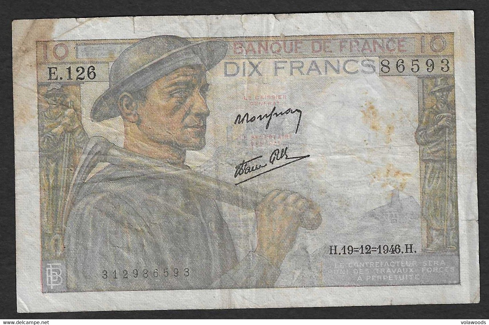 Francia - Banconota Circolata Da 10 Franchi P-99e.7 - 1946 #17 - 10 F 1941-1949 ''Mineur''