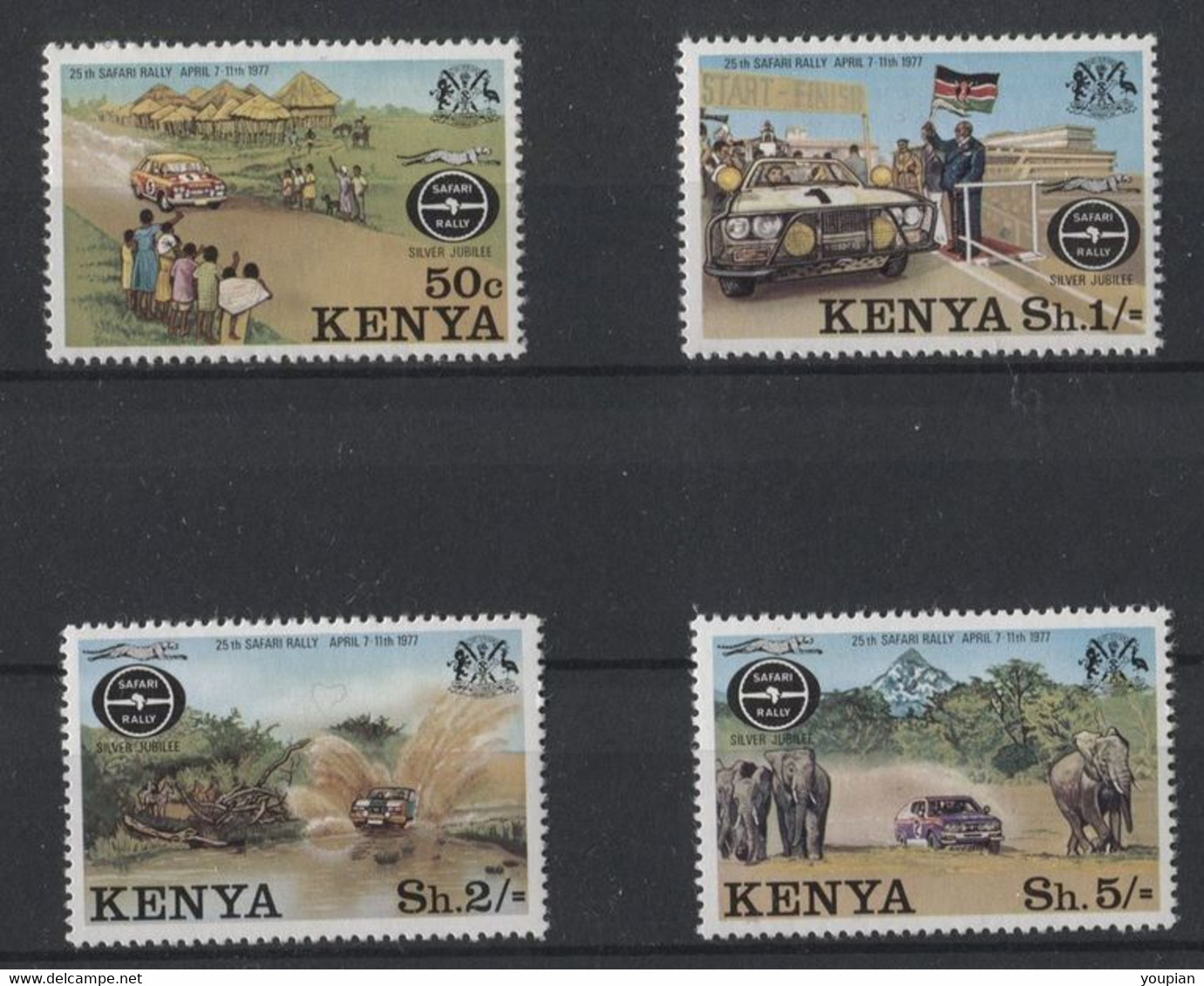 Kenya 1977, 25 Year Safari Rally, MNH Stamps Set - Kenya (1963-...)