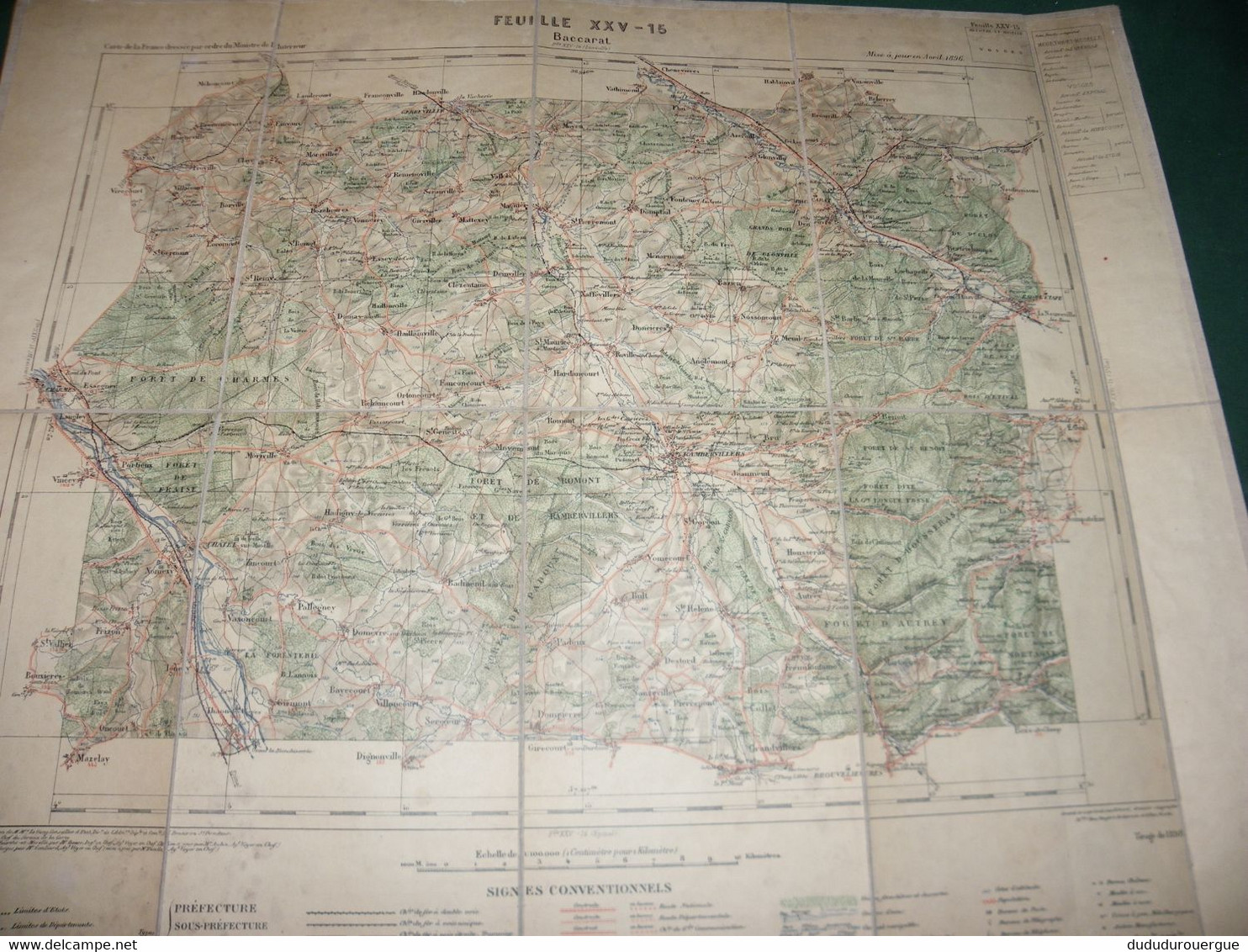 BACCARAT  :  CARTE DRESSEE PAR ORDRE DU MINISTERE DE L INTERIEUR ,  TIRAGE DE 1898  , CARTE  TOILEE - Cartes Topographiques