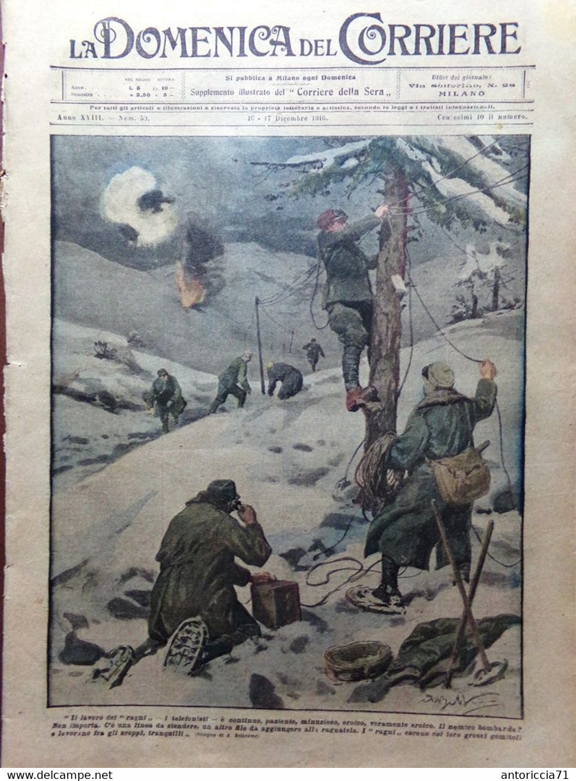 La Domenica Del Corriere 10 Dicembre 1916 WW1 Corazzate Inglesi Francesco Tosti - Weltkrieg 1914-18