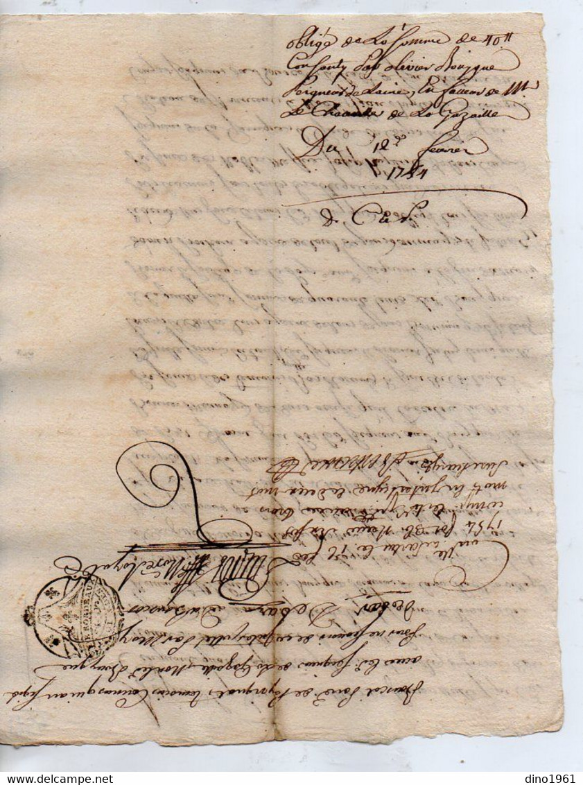 VP18.655 - Cachet De Généralité De BORDEAUX - Acte De 1754 - Obligation - Messire DEBARS Ecuyer Seigneur De La Gazeille - Seals Of Generality