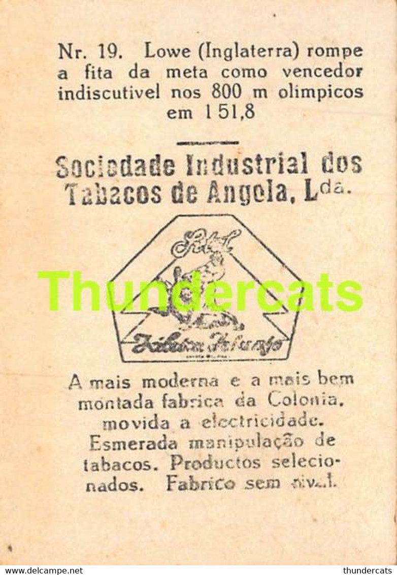 VINTAGE TRADING TOBACCO CARD CHROMO ATHLETIC OLYMPICS 1928 TABACOS DE ANGOLA No  19 LOWE UK - Athlétisme