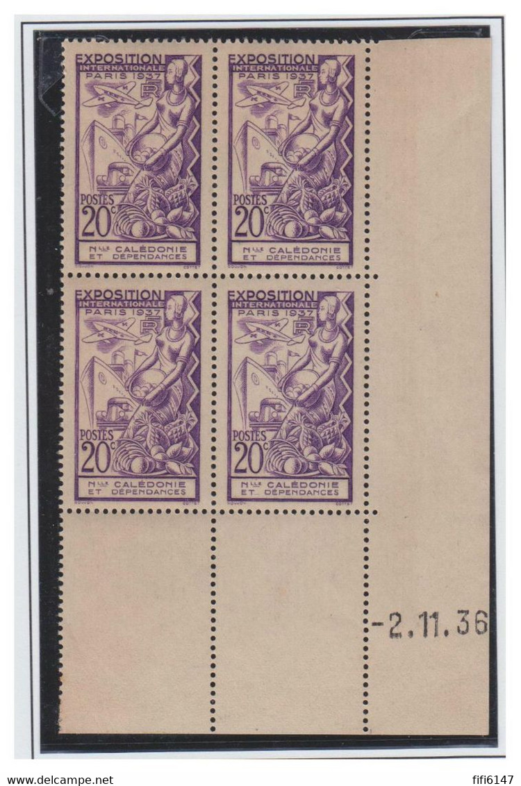 NOUVELLE CALEDONIE -- ETUDE -- COINS DATES DE LA SERIE "EXPOSITION INTERNATIONALE DE PARIS " 1937 - Unused Stamps