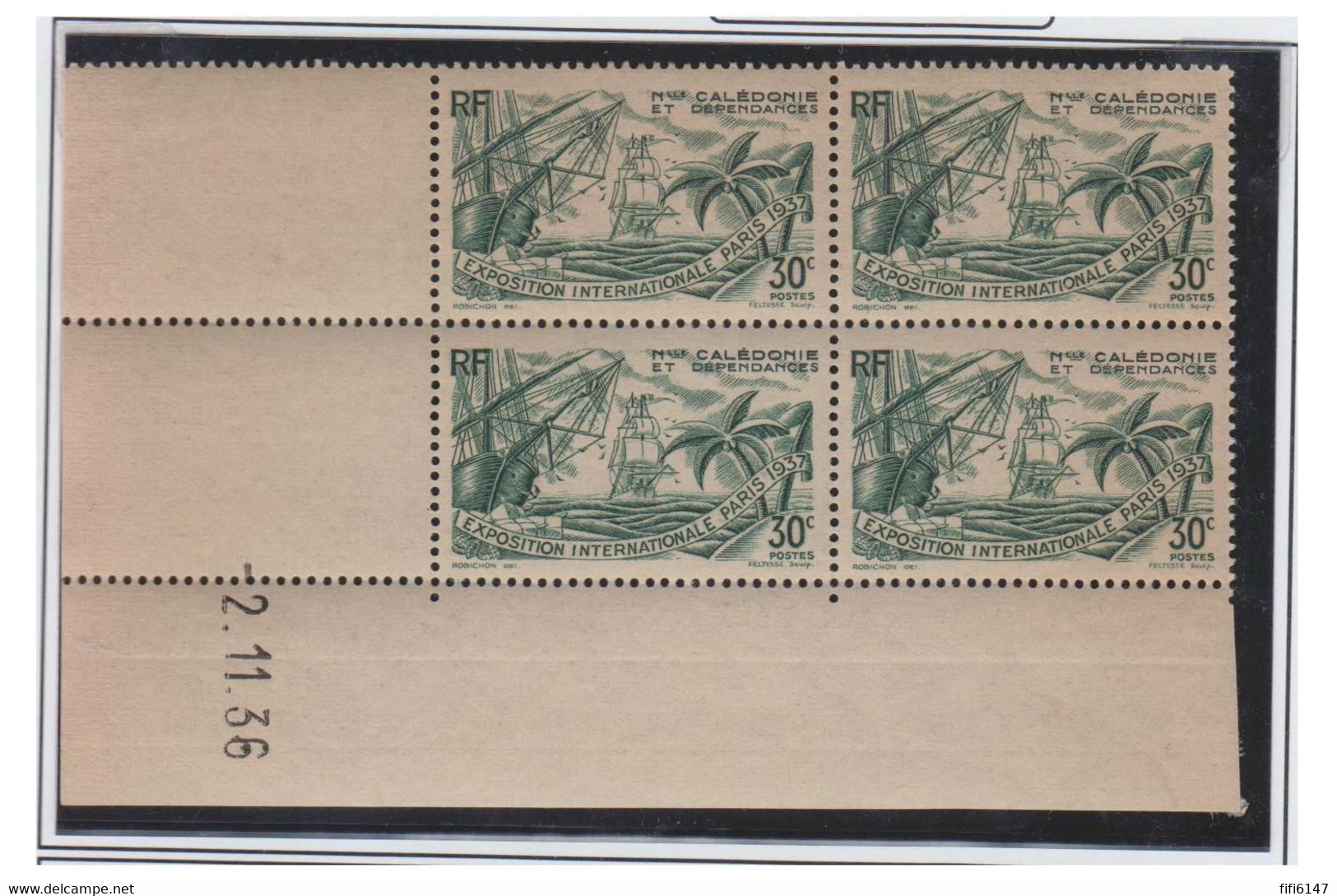 NOUVELLE CALEDONIE -- ETUDE -- COINS DATES DE LA SERIE "EXPOSITION INTERNATIONALE DE PARIS " 1937 - Unused Stamps