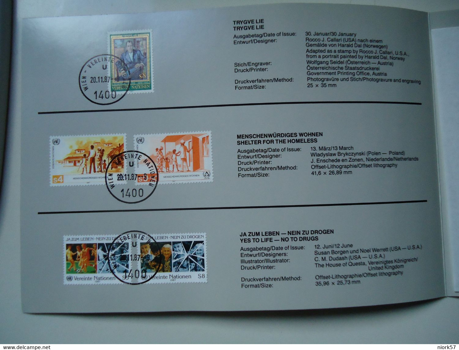 UNITED NATIONS  FOLDER  1987  WIEN - Other & Unclassified