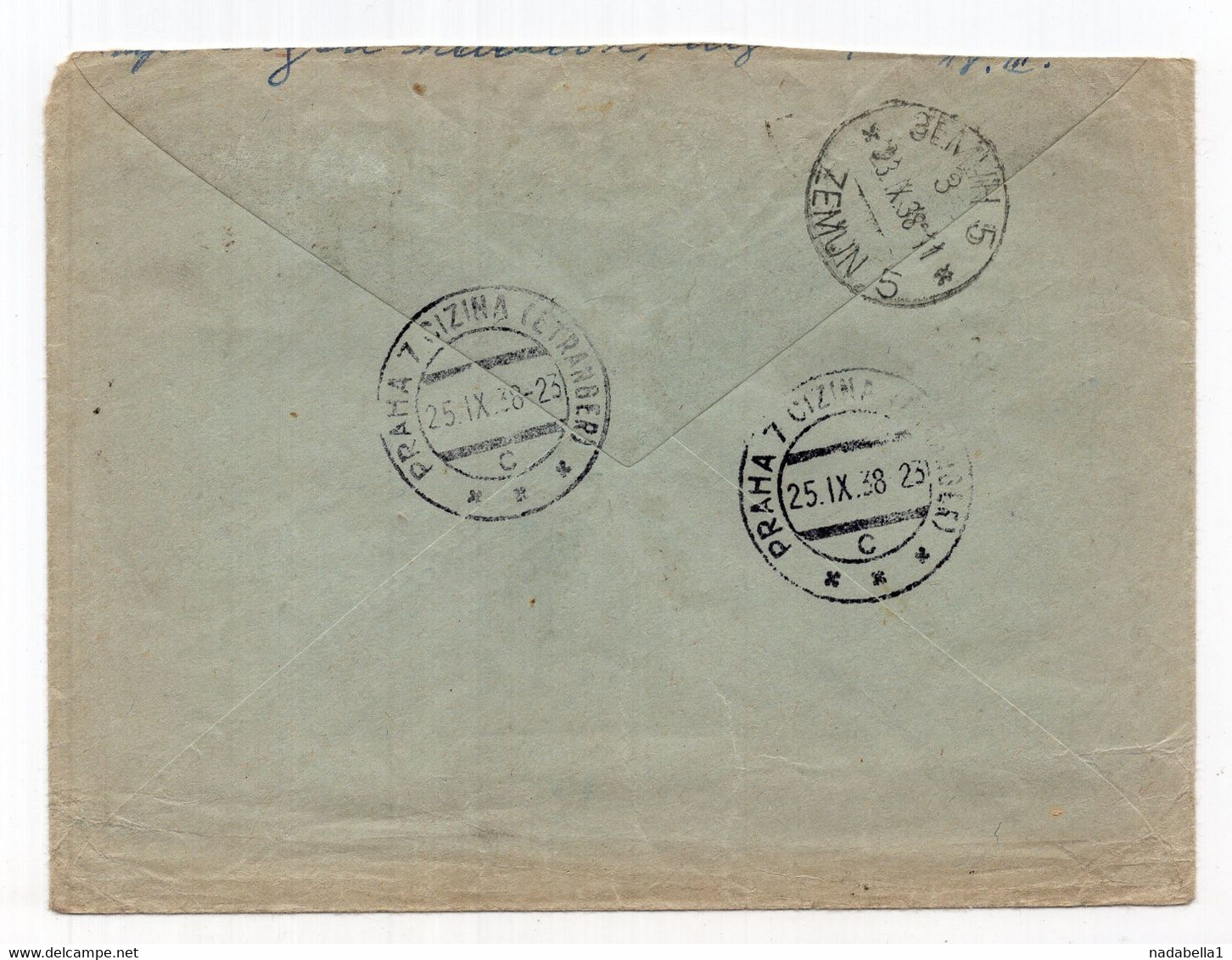 1938. KINGDOM OF YUGOSLAVIA,SERBIA,BELGRADE TO CZECHOSLOVAKIA,AIRMAIL RECORDED COVER - Airmail