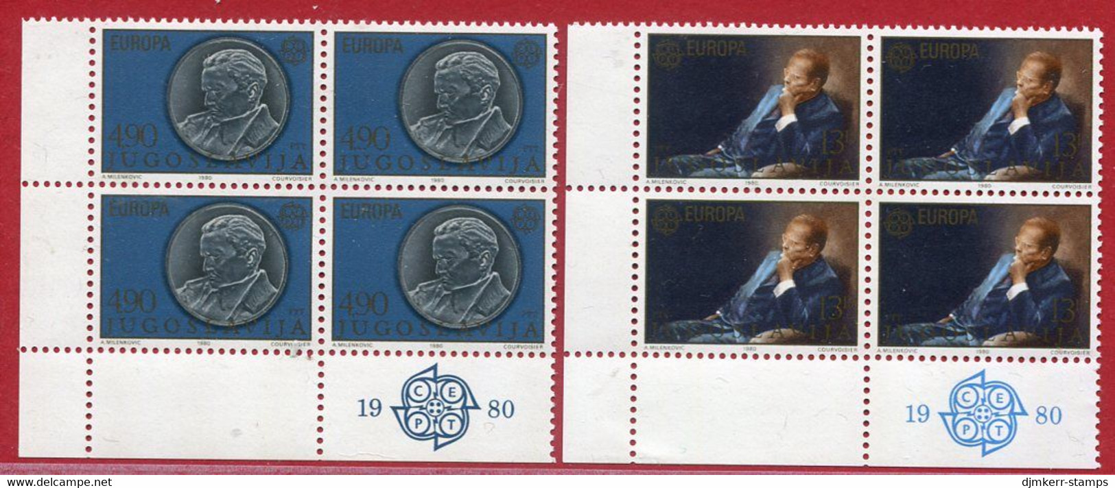 YUGOSLAVIA 1980 Europa: Personalities (Tito) Blocks Of 4 MNH / **.  Michel 1828-29 - Ongebruikt