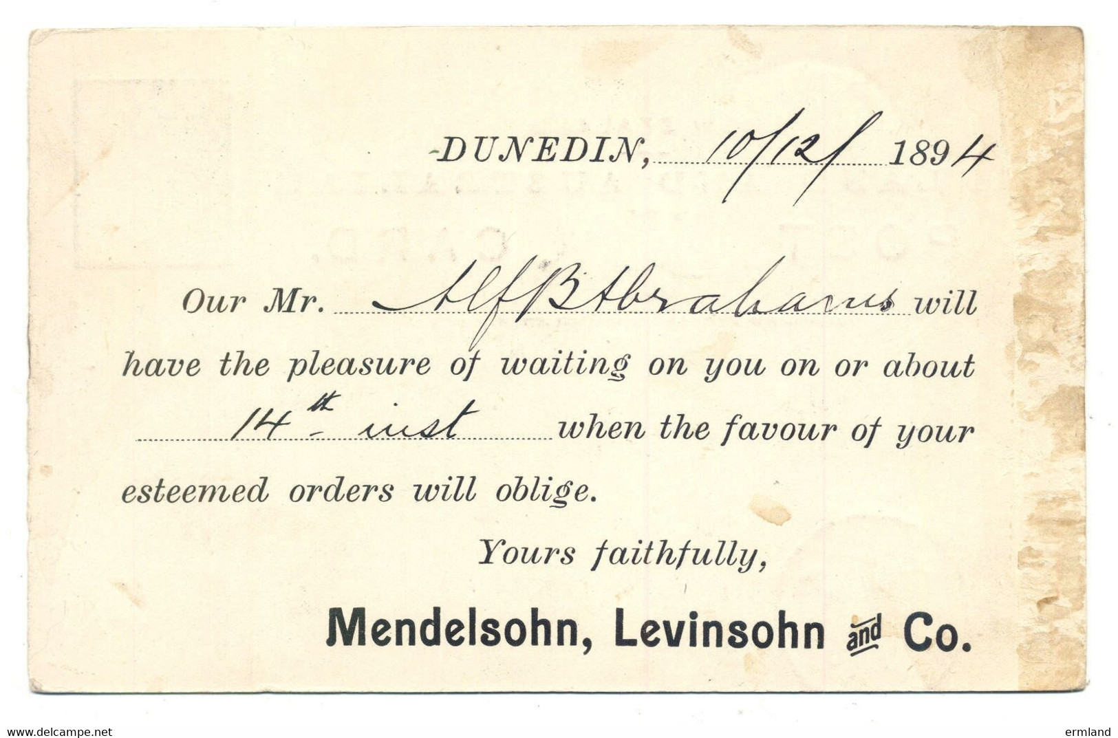 Neuseeland, New Zealand, Christchurch 1894 - Nach Ashburton - Postal Stationery