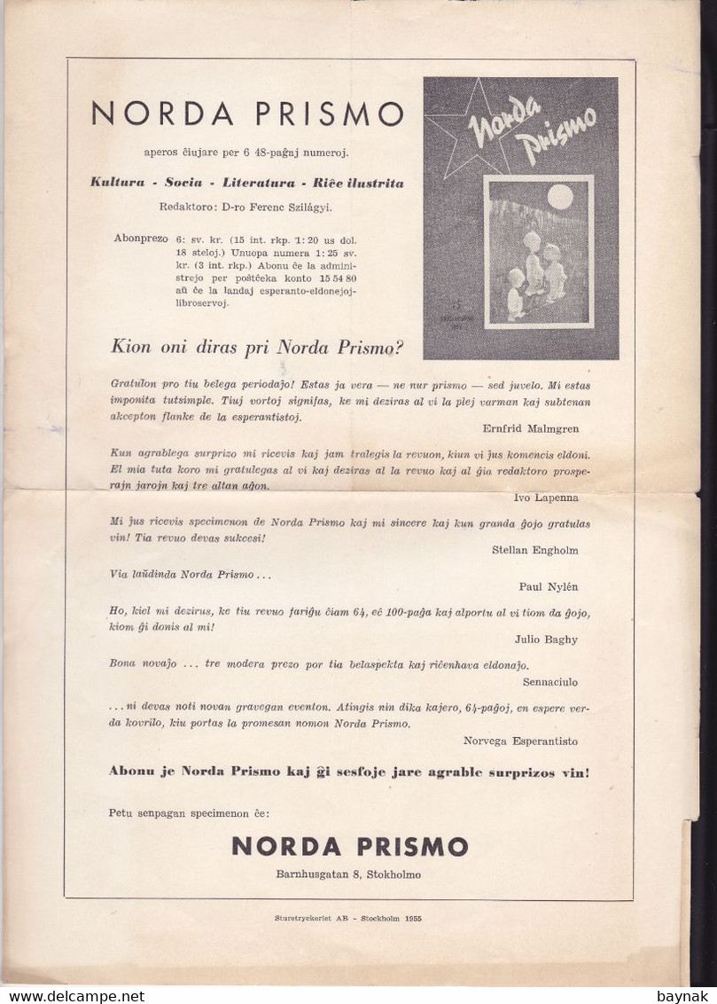 ESPERANTO  -  2 X NEWSPAPER, ZEITUNG   ,,  LA VOCO DEL KONGRESO ,,  -  1955  -   LINZ, AUSTRIA  + NORDA PRISMO ( STOCKH - Esperanto