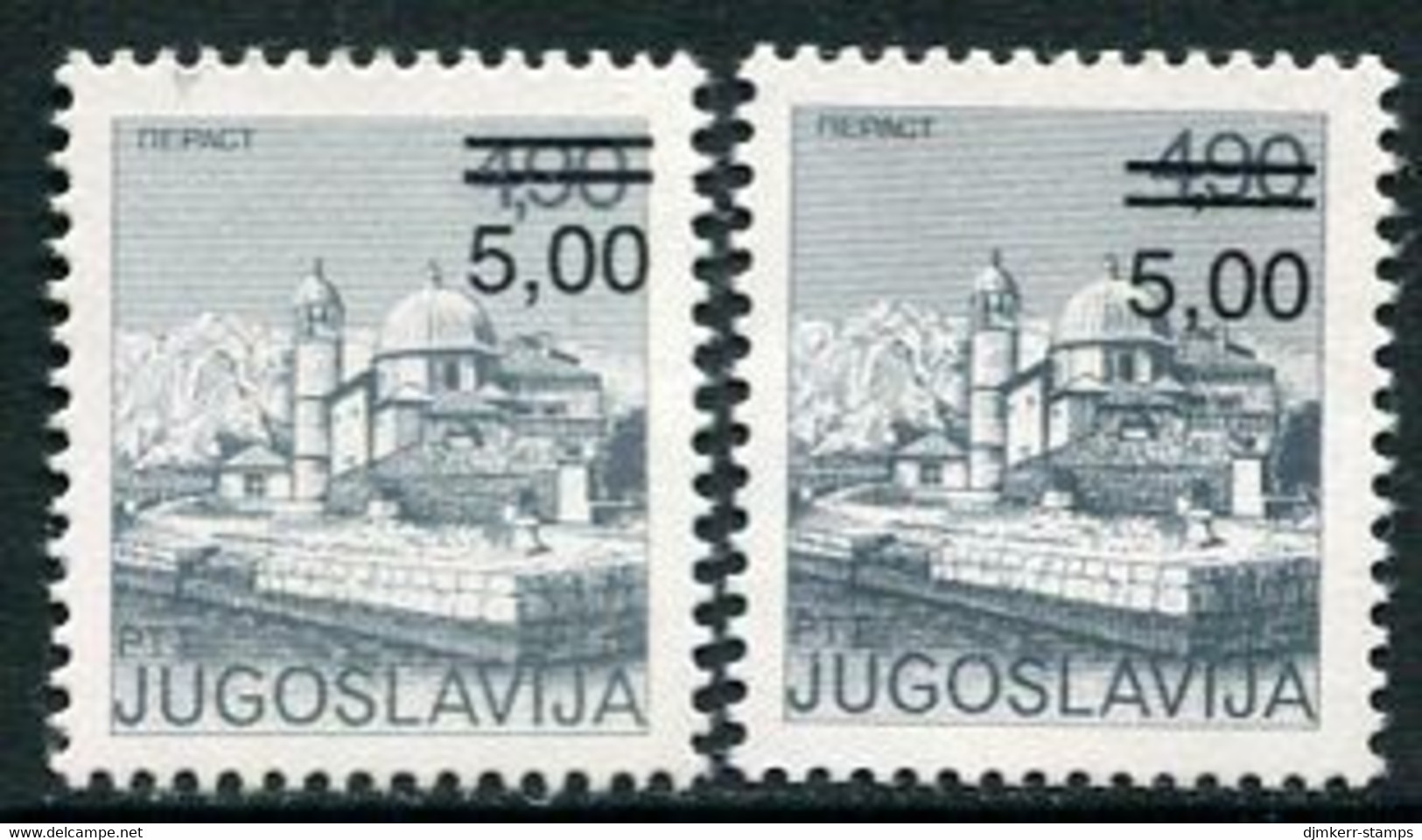 YUGOSLAVIA 1981 Surcharge 5,00 On 4,90 D. Both Perforations MNH / **..  Michel 1896A+C - Nuevos