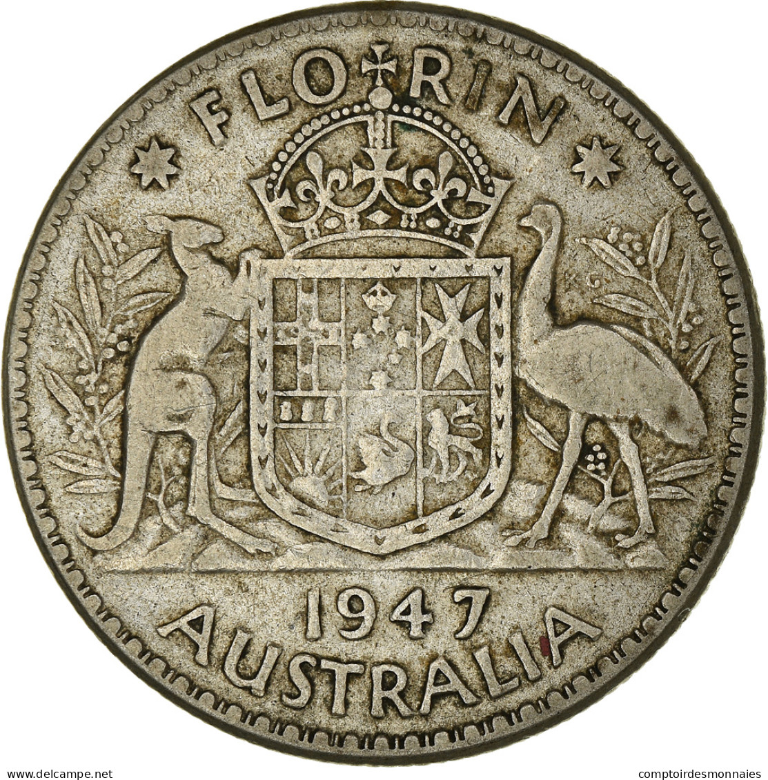 Monnaie, Australie, George VI, Florin, 1947, Melbourne, TTB, Argent, KM:40a - Florin