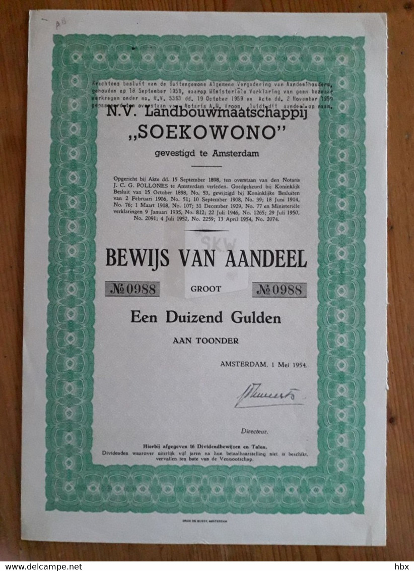 Indonesia: NV Landbouwmaatschappij Soekowono - 1950's - Asia