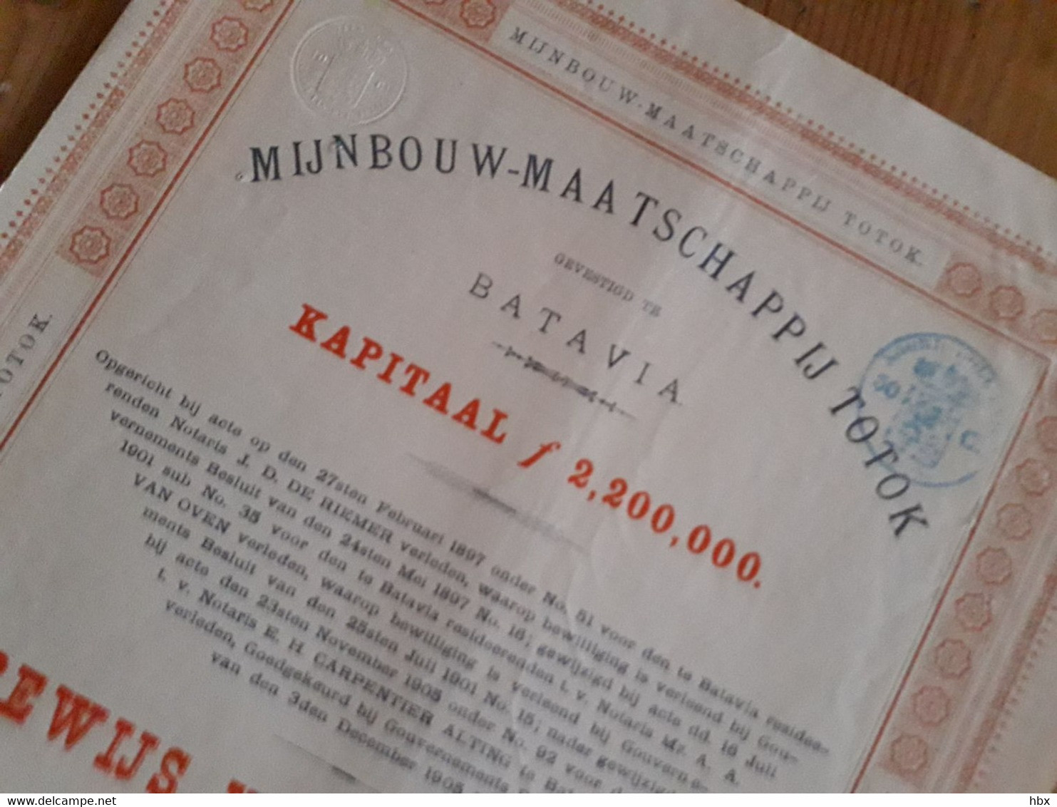 Indonesia: Mijnbouw-Maatschappij Totok - Batavia - 1906 - Asie