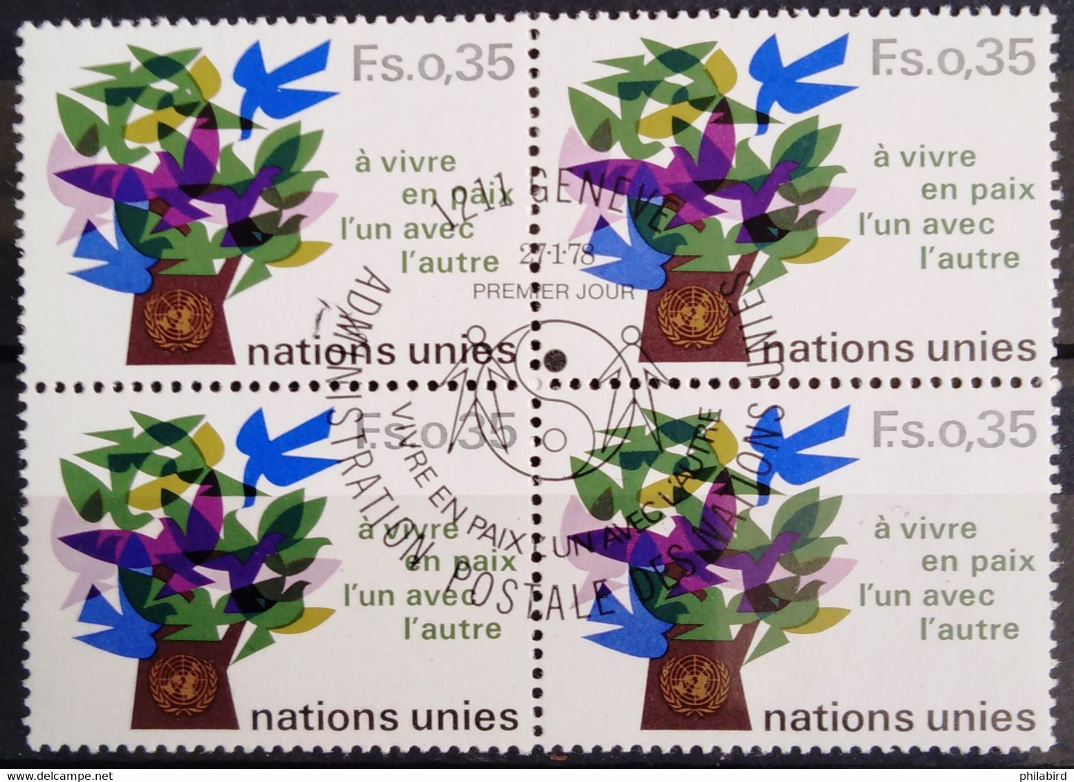 NATIONS-UNIS - GENEVE                  N° 72 X 4                      1° JOUR - Used Stamps