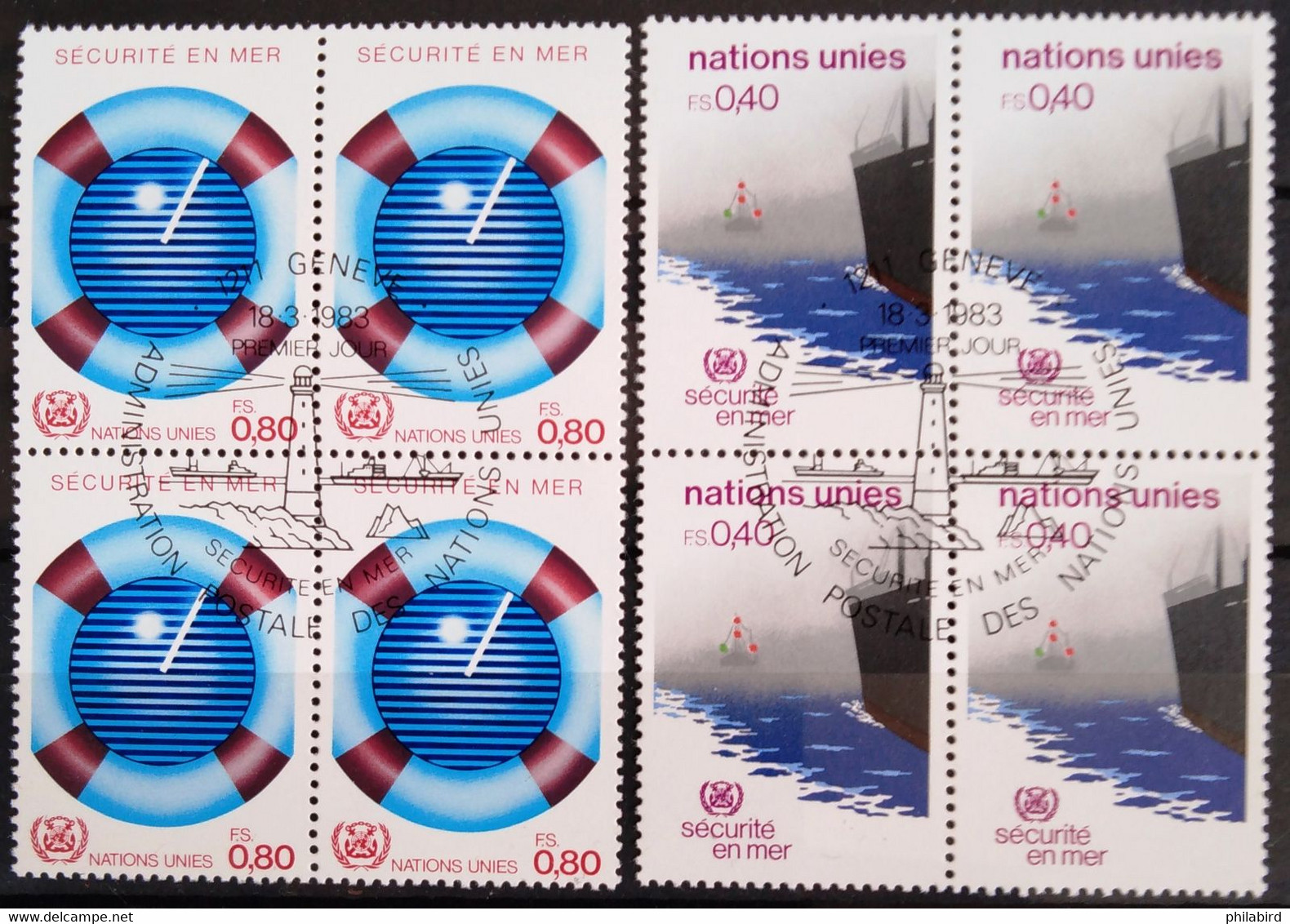 NATIONS-UNIS - GENEVE                  N° 112/113 X 4                      OBLITERE - Gebraucht