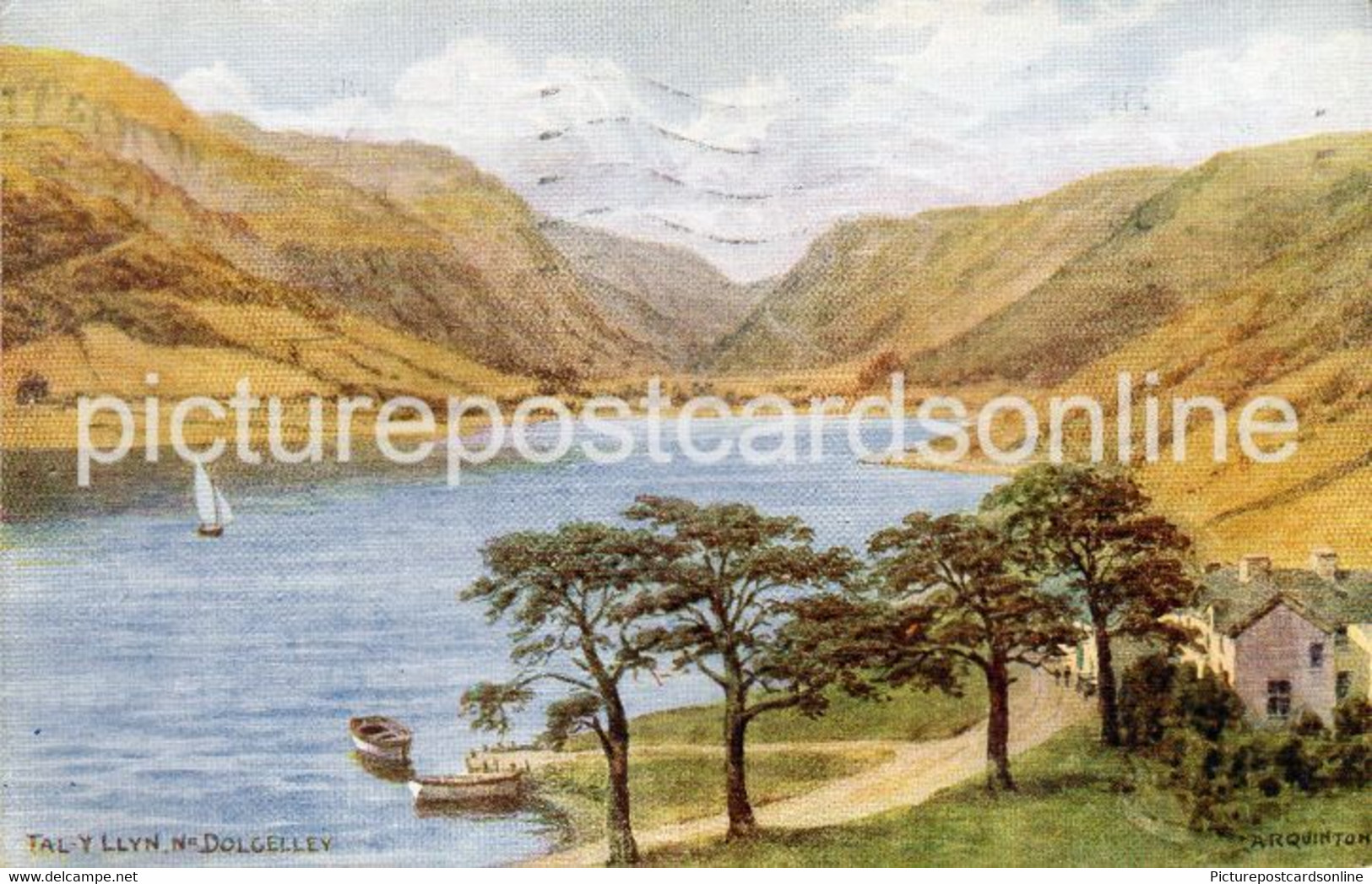 TAL-Y-LLYN NEAR DOLGELLEY OLD COLOUR ART POSTCARD A.R. QUINTON SALMON NO 2294 - Quinton, AR